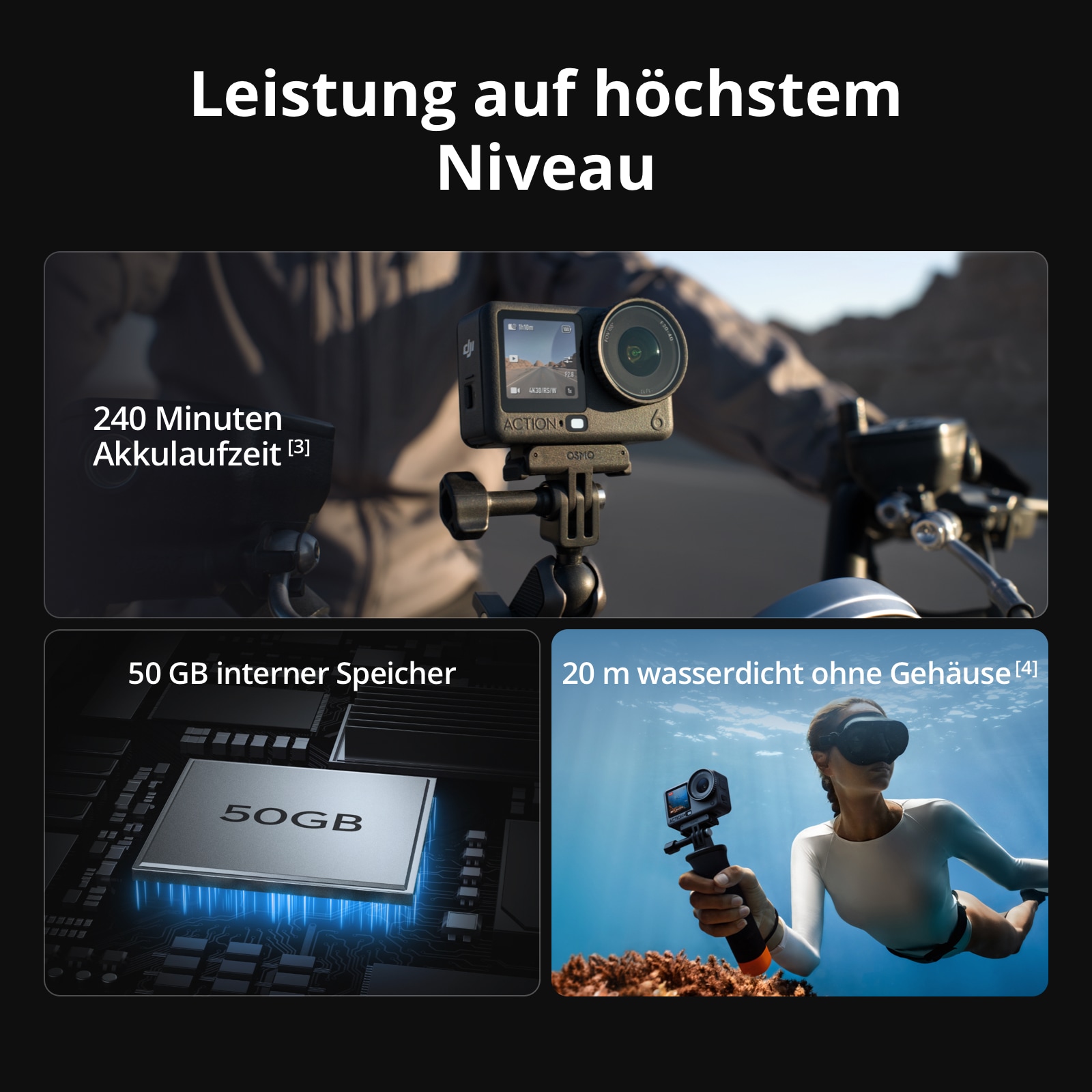 DJI Action Cam »Osmo Action 6 Standard Combo« 8K Bluetooth