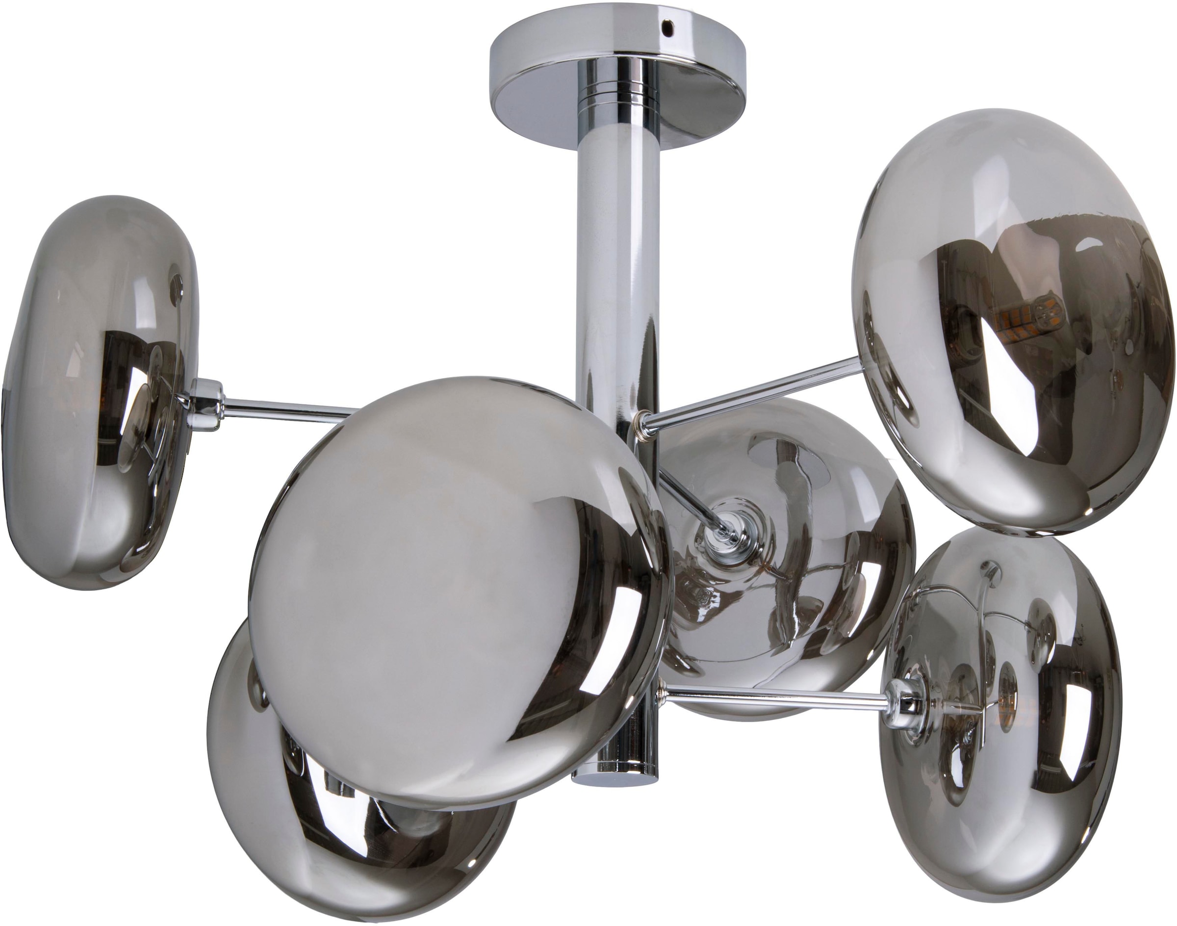 näve Deckenleuchten »Orion« G9 1 Stk. Glasschirme, 6flg. G9, exkl. Leuchtmittel, chrom-smokey, D: 53cm