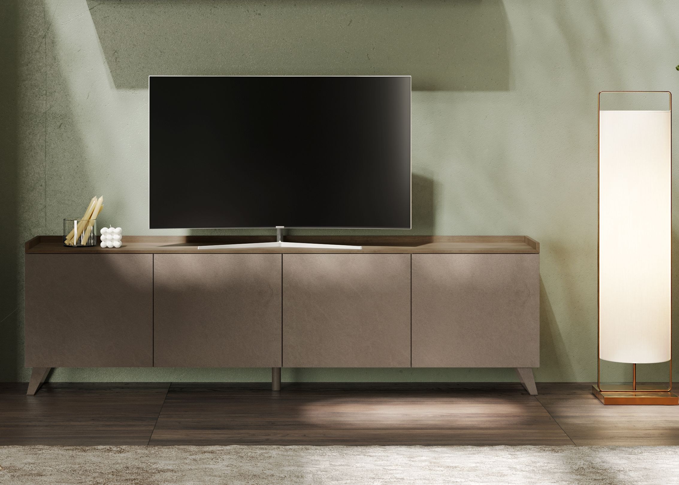 Home affaire Lowboard »Tray, Breite 241, TV-Bank mit 4 Türen« Top "Tablet", Push-to-open Funktion