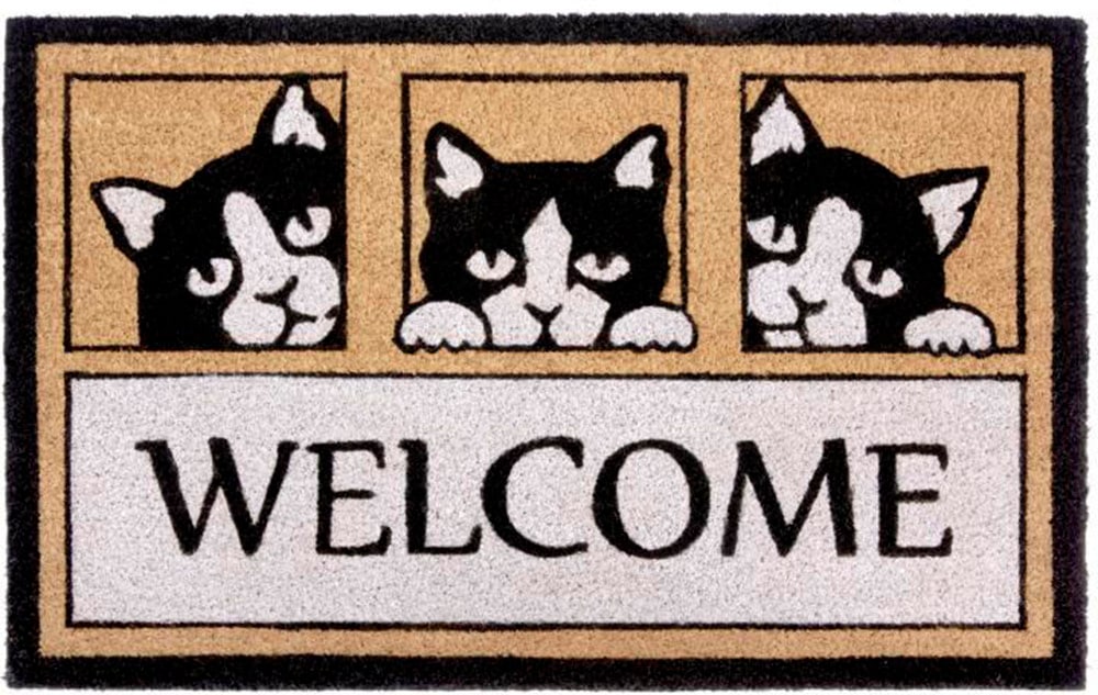 HANSE Home Fußmatte »Kokos Welcome Rutschfest, Schmutzfangmatte, Flur Innen, Kokosmatte, Outdoor, Kokos, rechteckig, Three Cats«