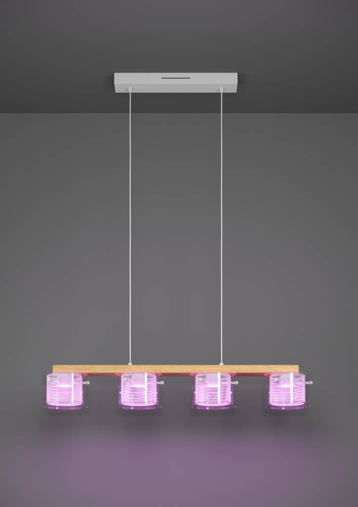 EGLO Hängeleuchte »PORTICO-Z Hängelampe Holz weiß, ZigBee 3.0, Timer, Pendelleuchte«, 4 flammig, Leuchtmittel LED-Modul | LED fest integriert, App / Sprachsteuerung Alexa, 88x15x110cm, exkl. Fernbedienung
