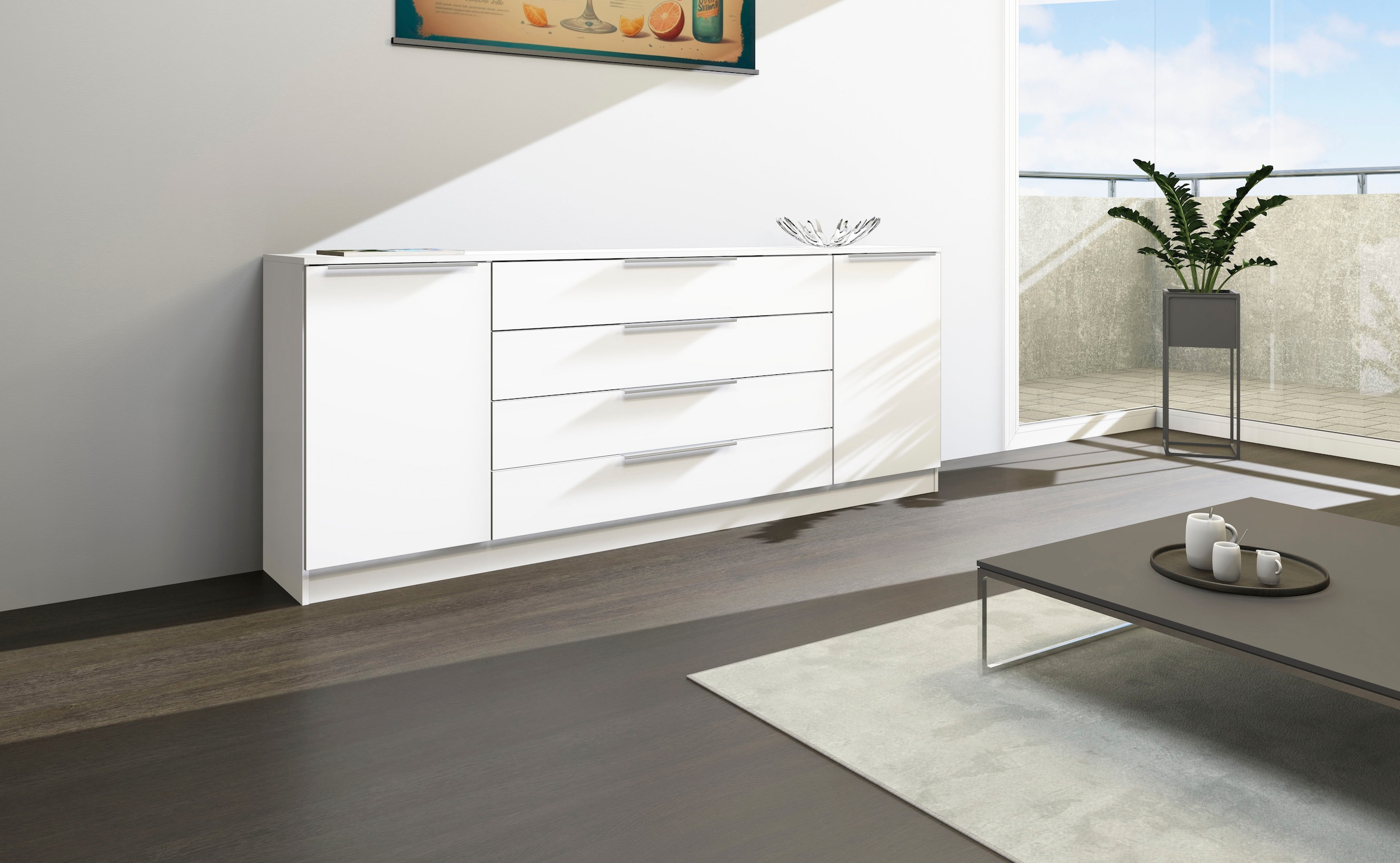 borchardt Möbel Kommode »Oliva«, Breite 200 cm, mit 4 Schubkästen