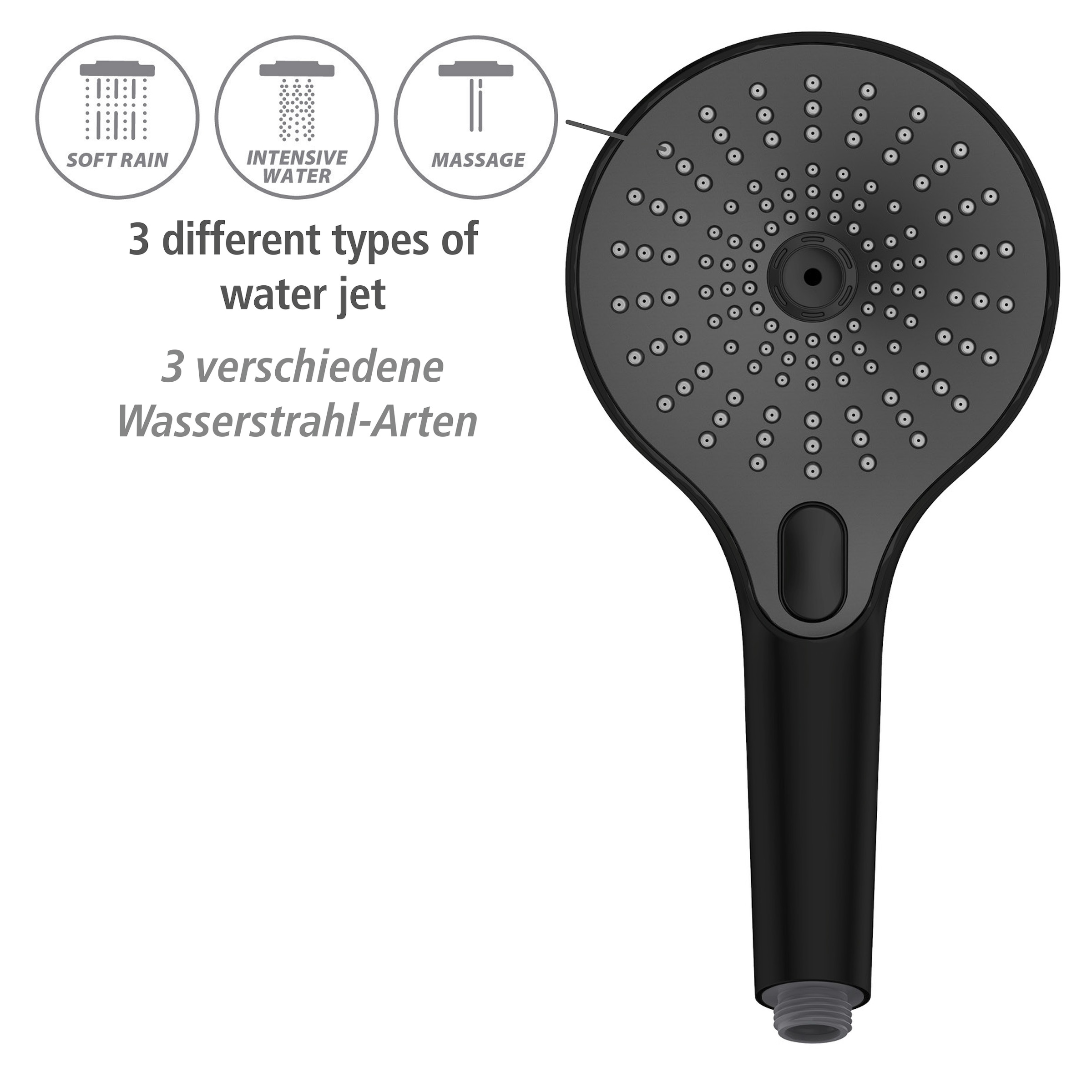 WENKO Handbrause »Ultimate Shower«, (1 tlg.), Schwarz/Grau, Ø 13 cm