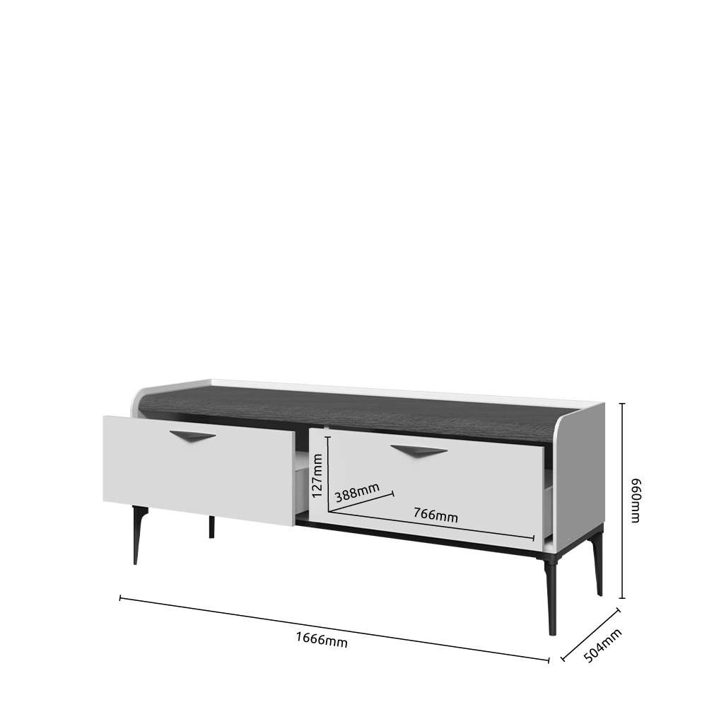 INOSIGN Lowboard »Sofy TV-Lowboard, TV-Kommode, TV-Schrank, TV-Unterschrank, TV-Möbel« UV lackiert, Soft Close Funktion, Metallgestell in Anthrazit Dekor