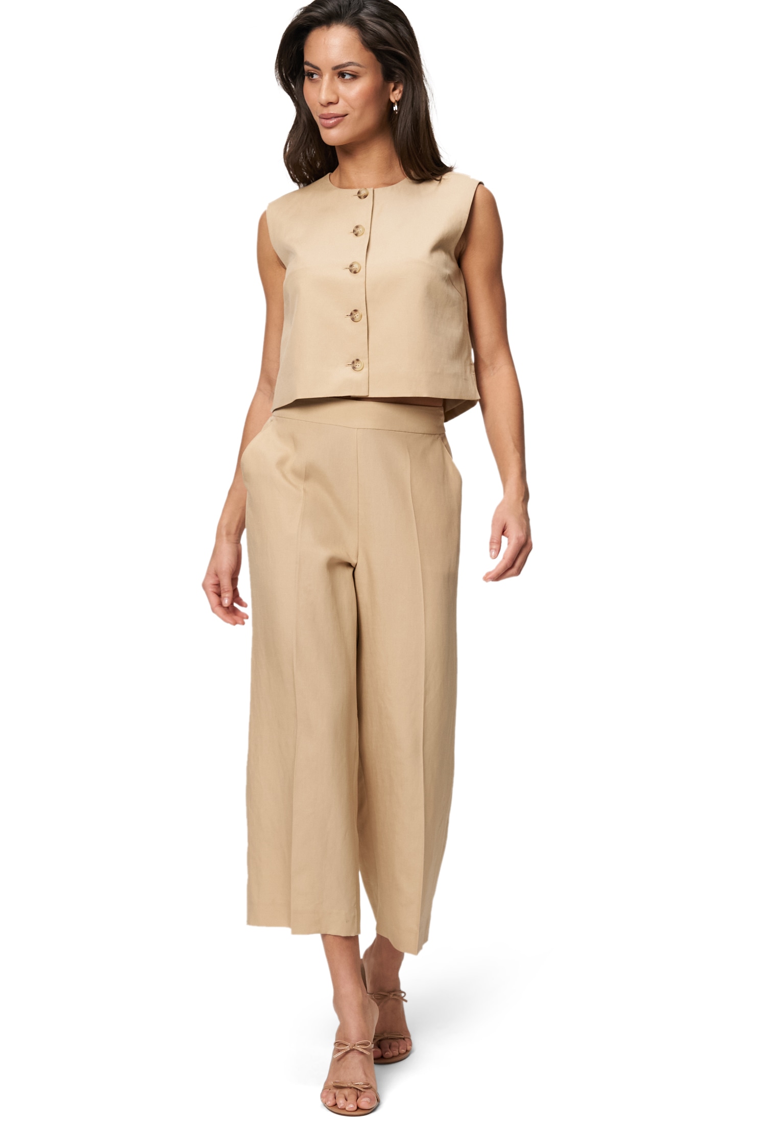 Zero Outdoorbluse »Leinenweste mit Knopfleiste«