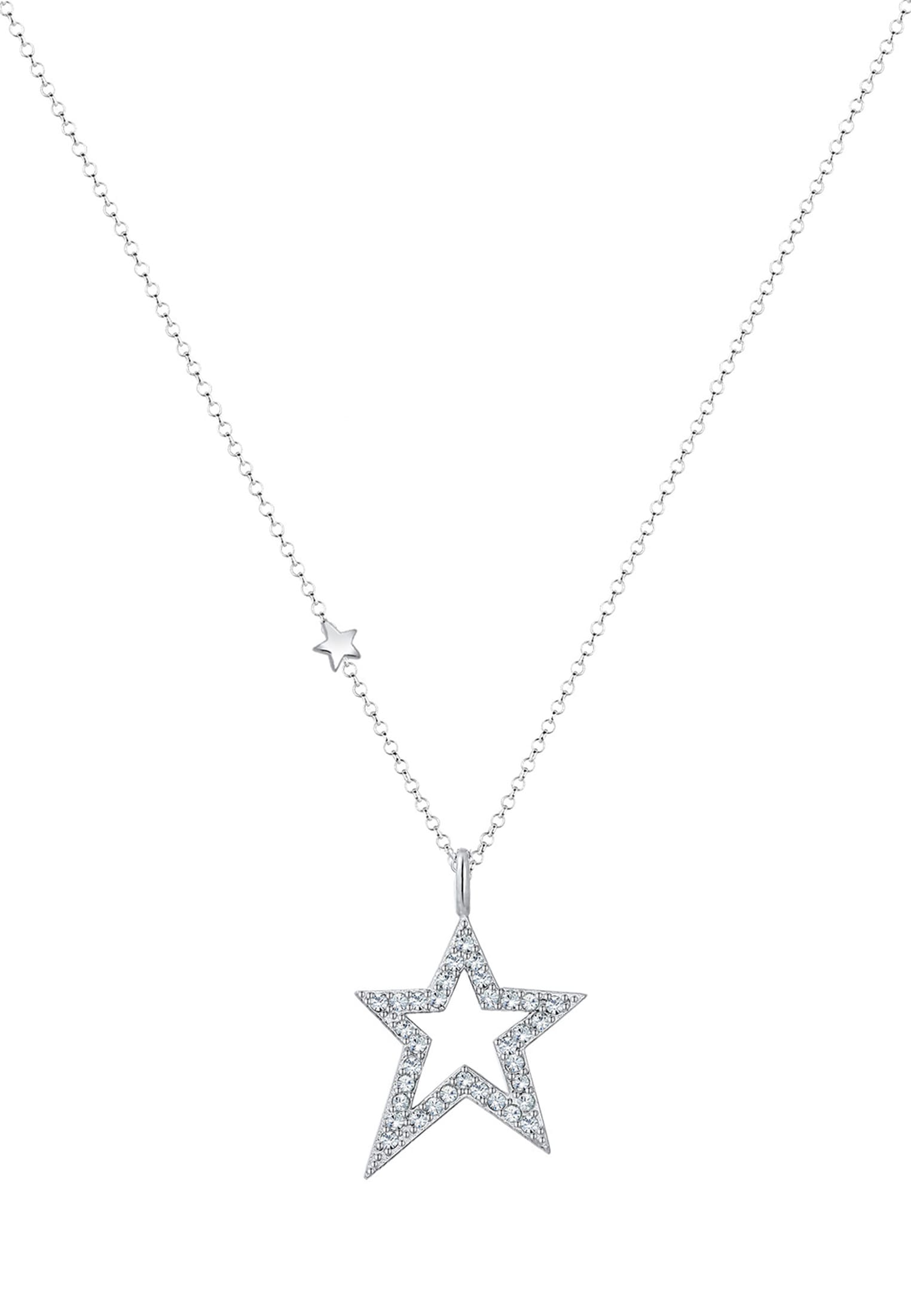 Elli Silberkette »Halskette Stern Astro Kristalle Weiß 925 Sterling Silber«