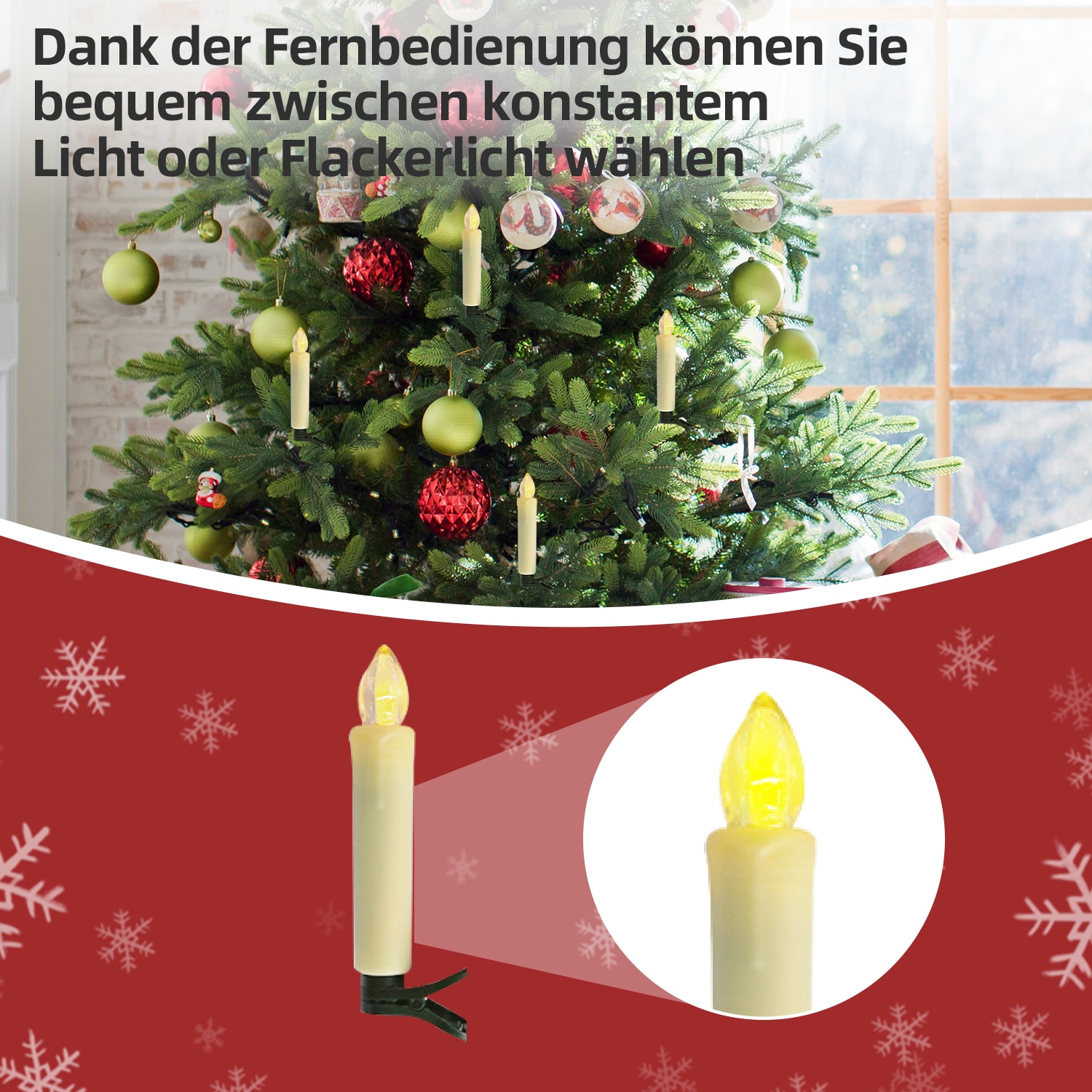 SHX Dekoobjekt »LED-Weihnachtskerzen mit Fernbedienung 10er Pack«, Dimmfunktion, keine Kabel nötig, keine Brandgefahr