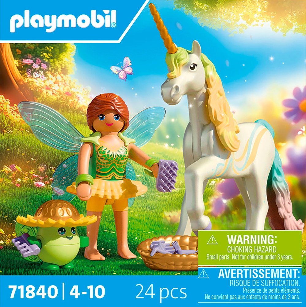 Playmobil® Konstruktions-Spielset »Sammeleinhorn, Regenbogenblume mit Fee (71840), Princess Magic«