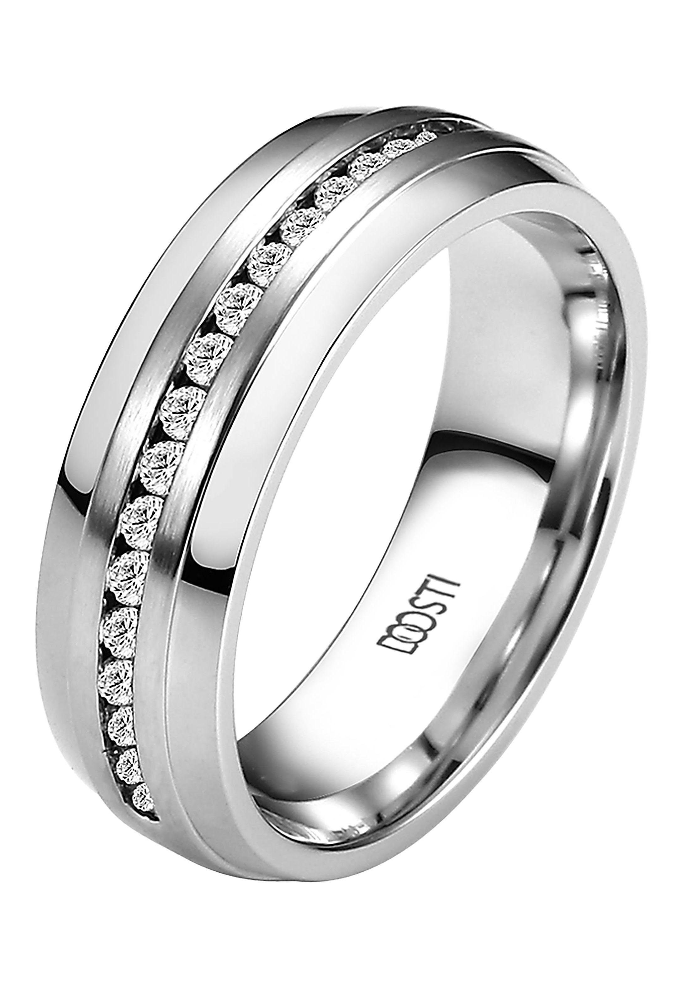 DOOSTI Trauring »Schmuck Geschenk Edelstahl Trauring Ehering Partnerring LIEBE«, Made in Germany - wahlweise mit oder ohne Zirkonia