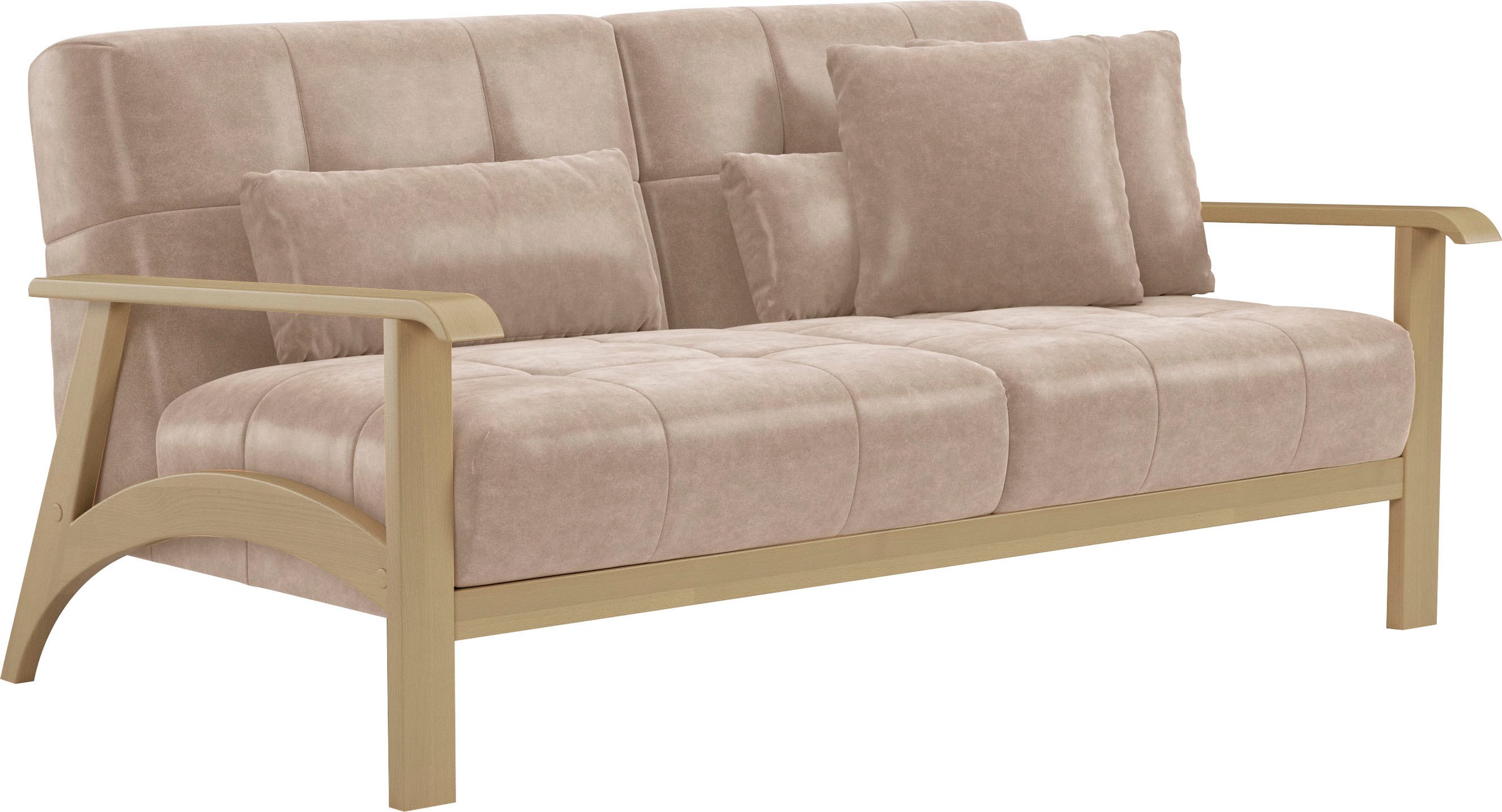 sit&more 2,5-Sitzer »Billund«, Armlehnen aus Buchenholz in natur, verschiedene Bezüge und Farben