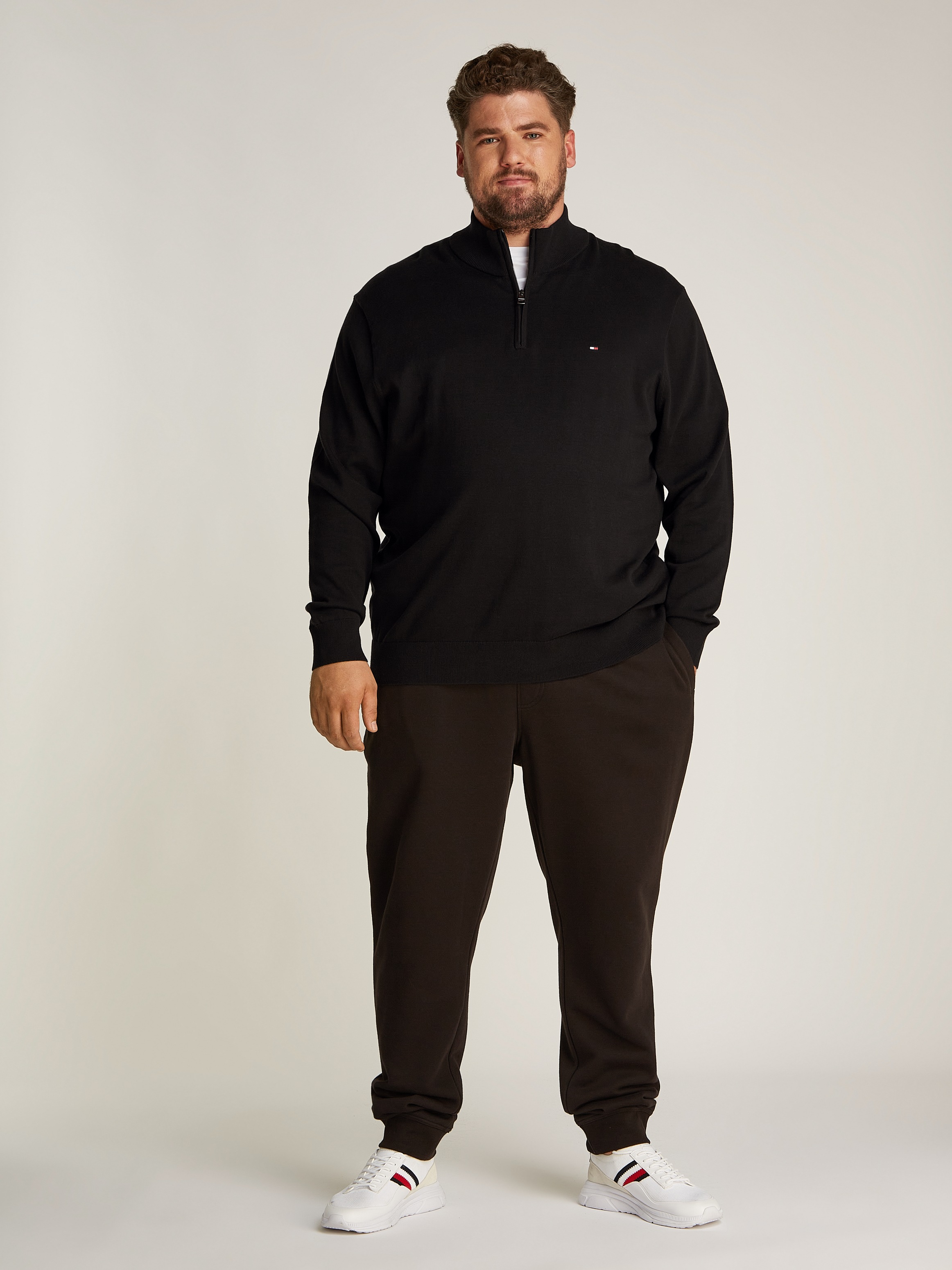 Tommy Hilfiger Big & Tall Stehkragenpullover »BT-ESSENTIAL COTTON ZIP MOCK-B«, Großen Größen
