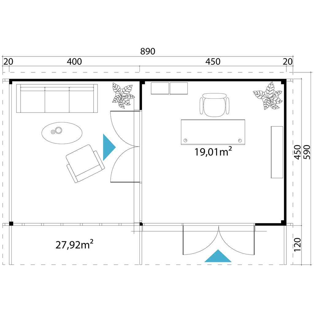 LASITA MAJA Gartenhaus »DOMEO 10 CARBONGRAU/ANTHRAZIT«, (Set)