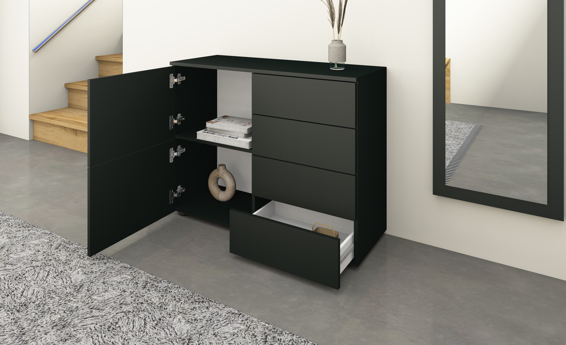 borchardt Möbel Kommode, Drucköffner (Push-To-Open), höhenverstellbare Einlegeböden