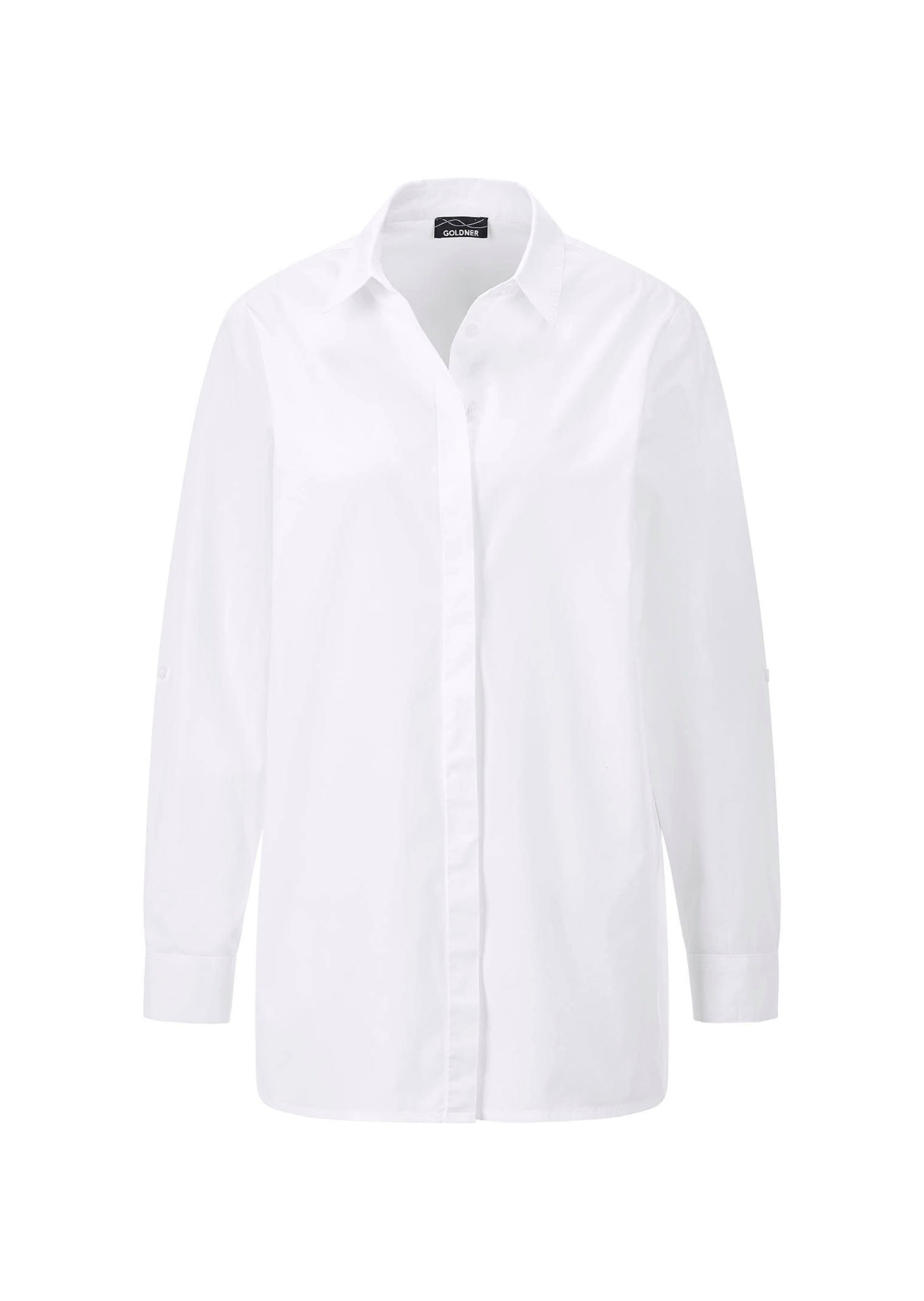 GOLDNER Hemdbluse »Kurzgröße Baumwollbluse mit Hemdkragen« Mit Seitenschlitzen