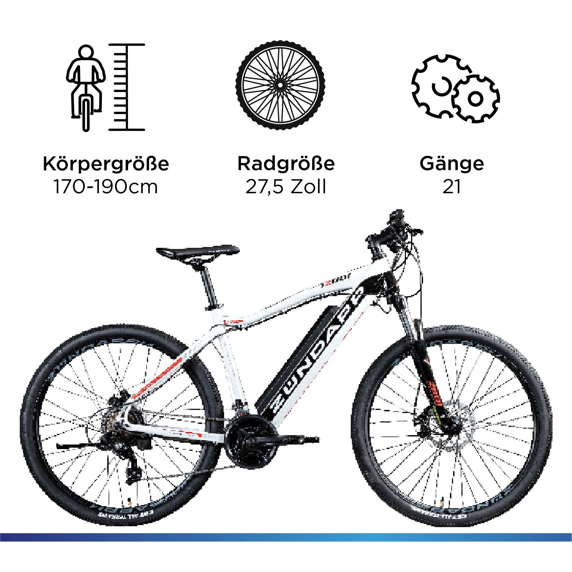 Zündapp E-Bike »Z801«, 21 Gang, Shimano, Tourney RD-TY300, Heckmotor 250 W, Pedelec, Elektrofahrrad für Damen u. Herren, MTB