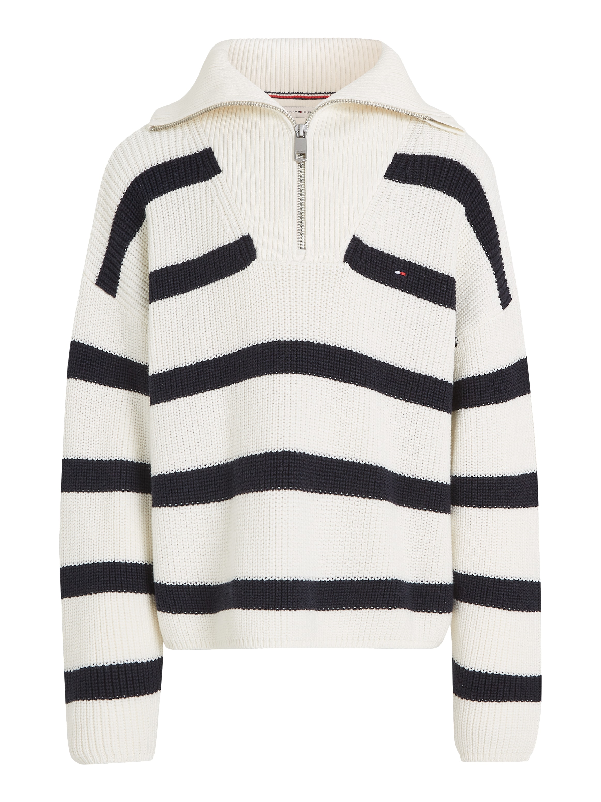 Tommy Hilfiger Troyer »STRIPE HALF ZIP SWEATER«, Kinder bis 16 Jahre mit Logoprägung