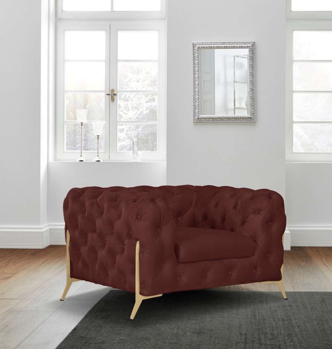 Leonique Chesterfield-Sessel »Amaury Sessel«, aufwändige Knopfheftung, moderne Chesterfield Optik, Fußfarbe wählbar