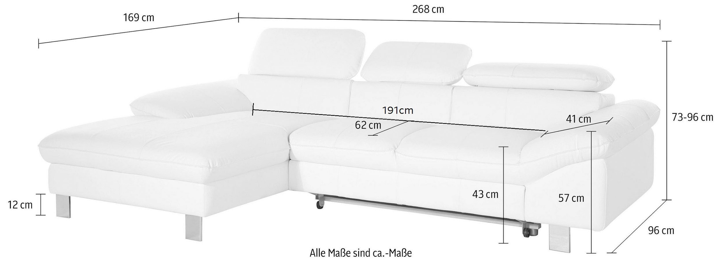 COTTA Ecksofa Driver, mit Kopfteilverstellung, wahlweise mit Bettfunktion