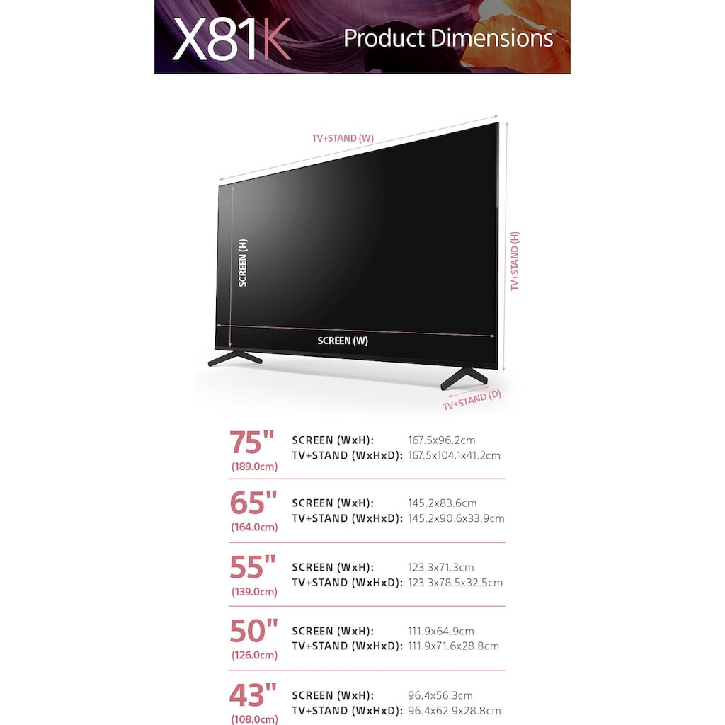 Sony LCD-LED Fernseher »KD-65X81K«, 164 cm/65 Zoll, 4K Ultra HD, Google TV-Smart-TV