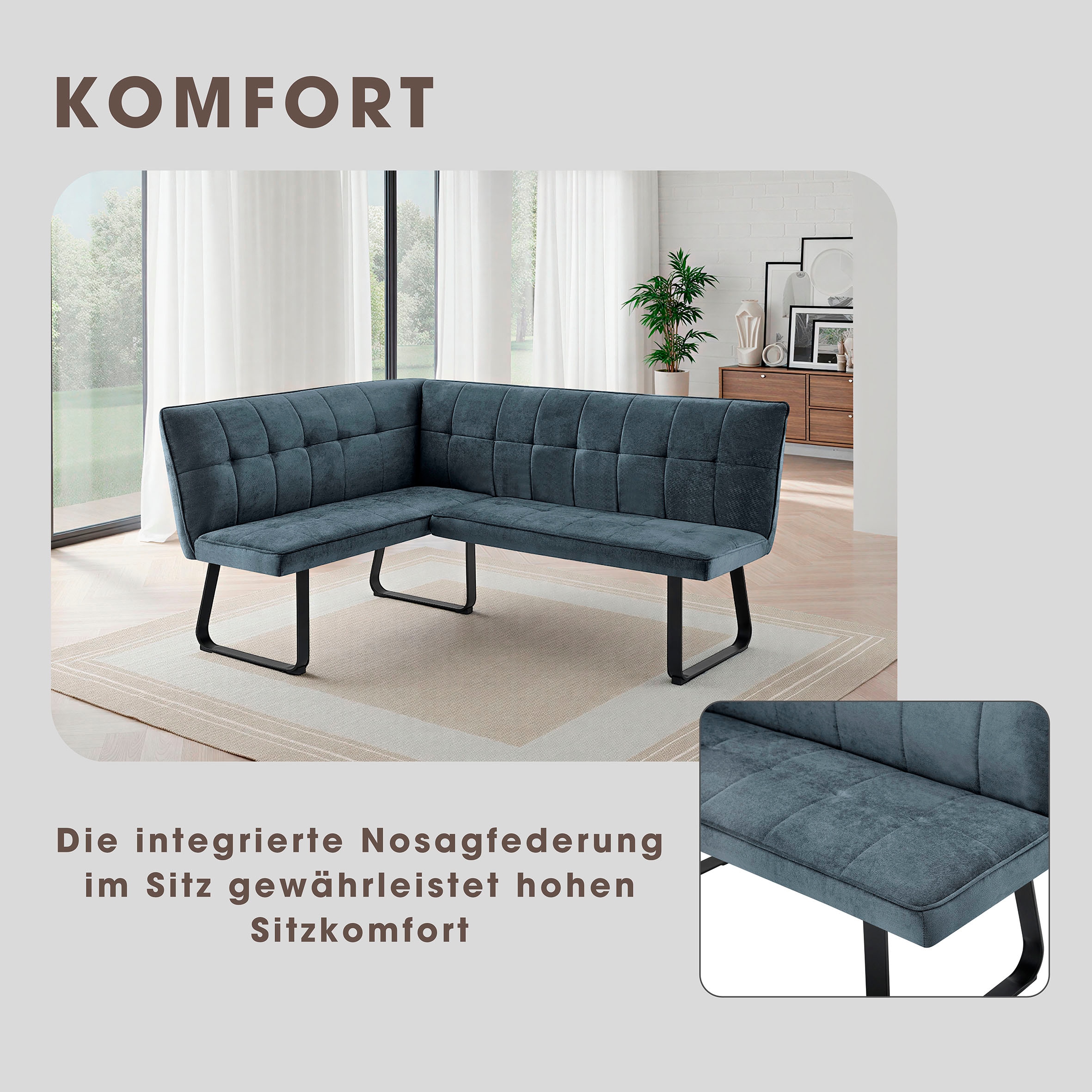 byLIVING Eckbank »Talea Küchenbank« 1 Stk. tlg. Komortable Nosaqfederung und gemütlicher Stoffbezug mit Farbauswahl