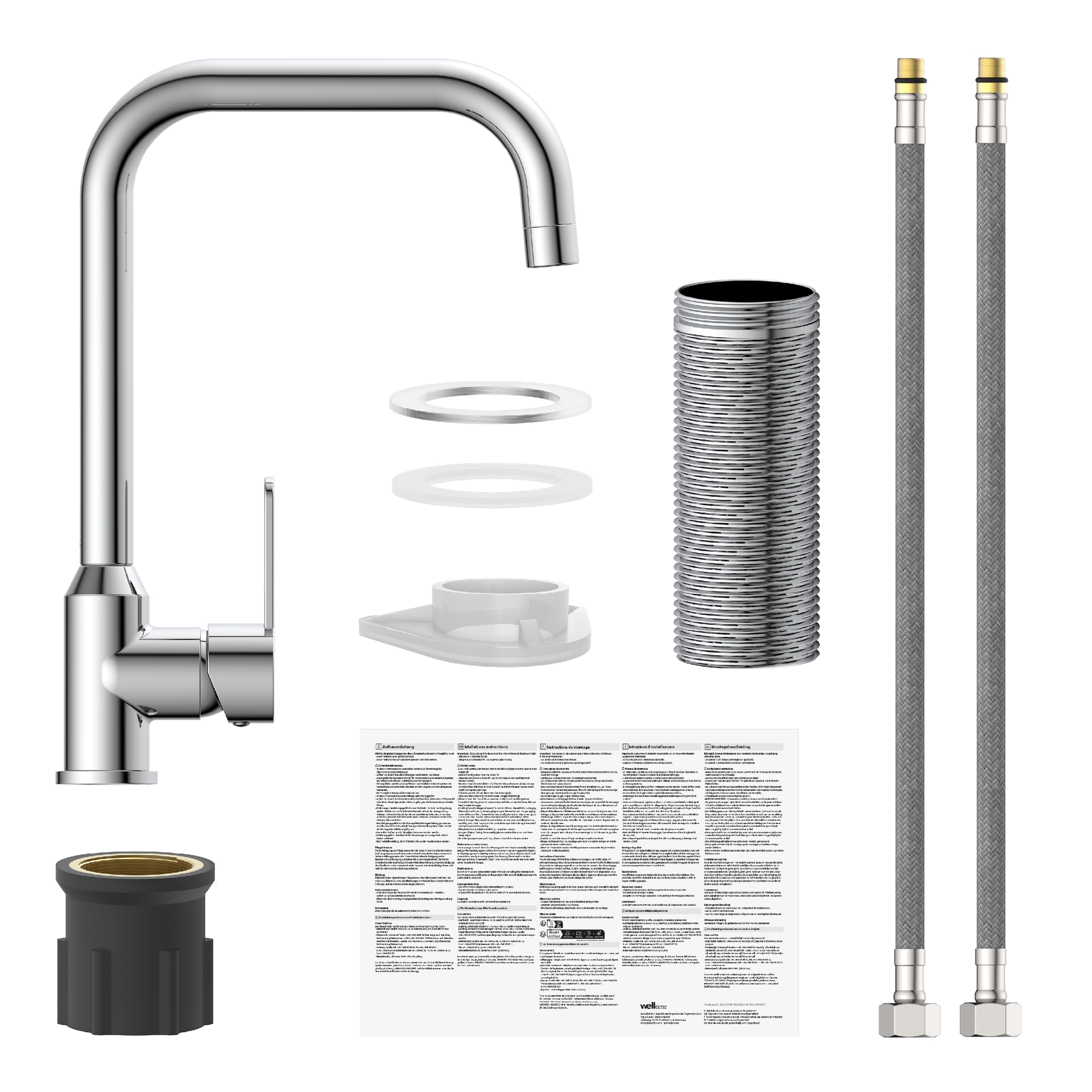 welltime Küchenarmatur »Mallorca« 180° Schwenkbereich, leise Mischdüse, 