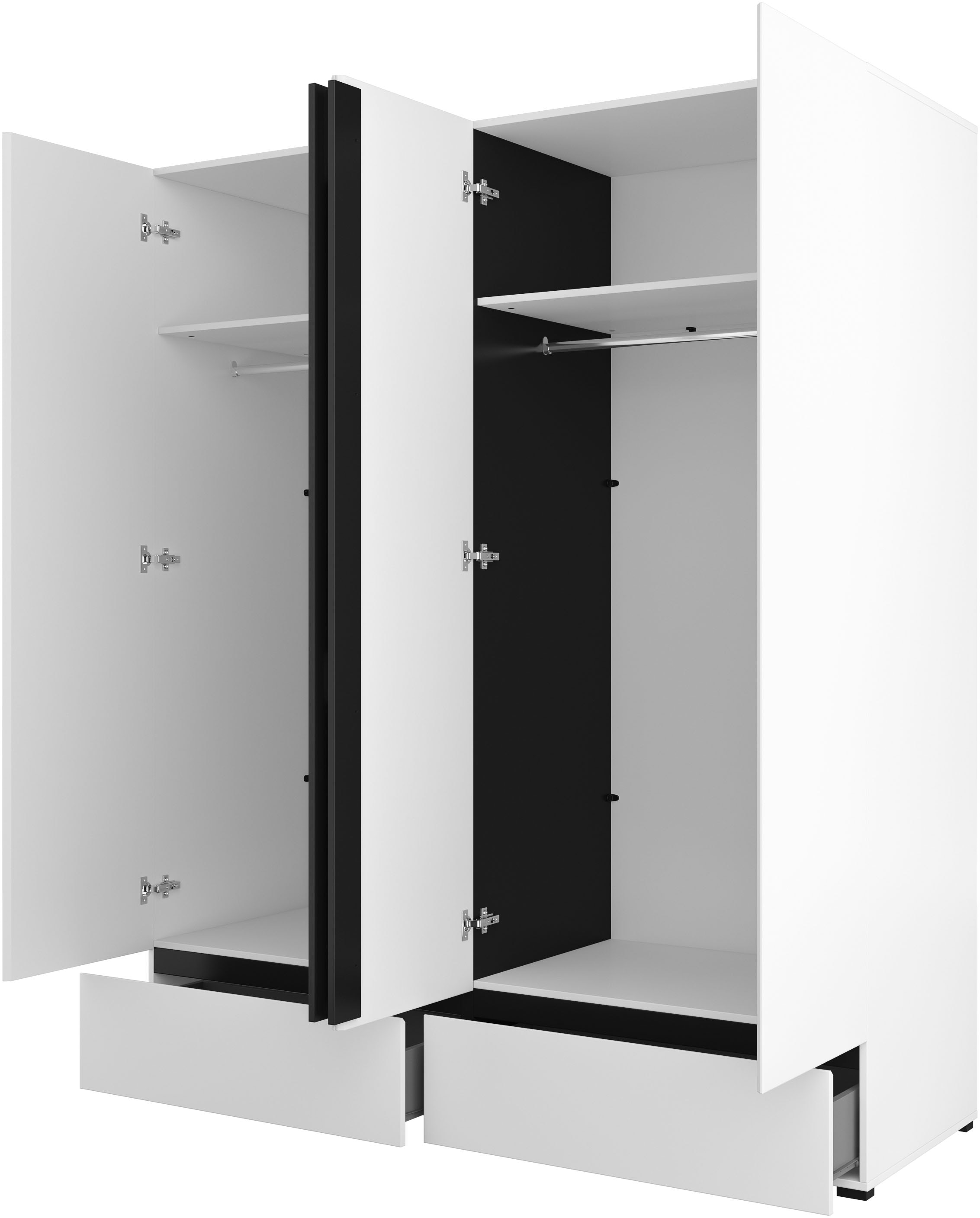 Home affaire Schlafzimmer-Set »Cross, moderne, grifflose Optik, FSC-zertifiziert«, (4 tlg., Bett 180x200cm, 2 Nachtkommoden, Schrank 2-oder 4-türig), Komplettschlafzimmer-Set