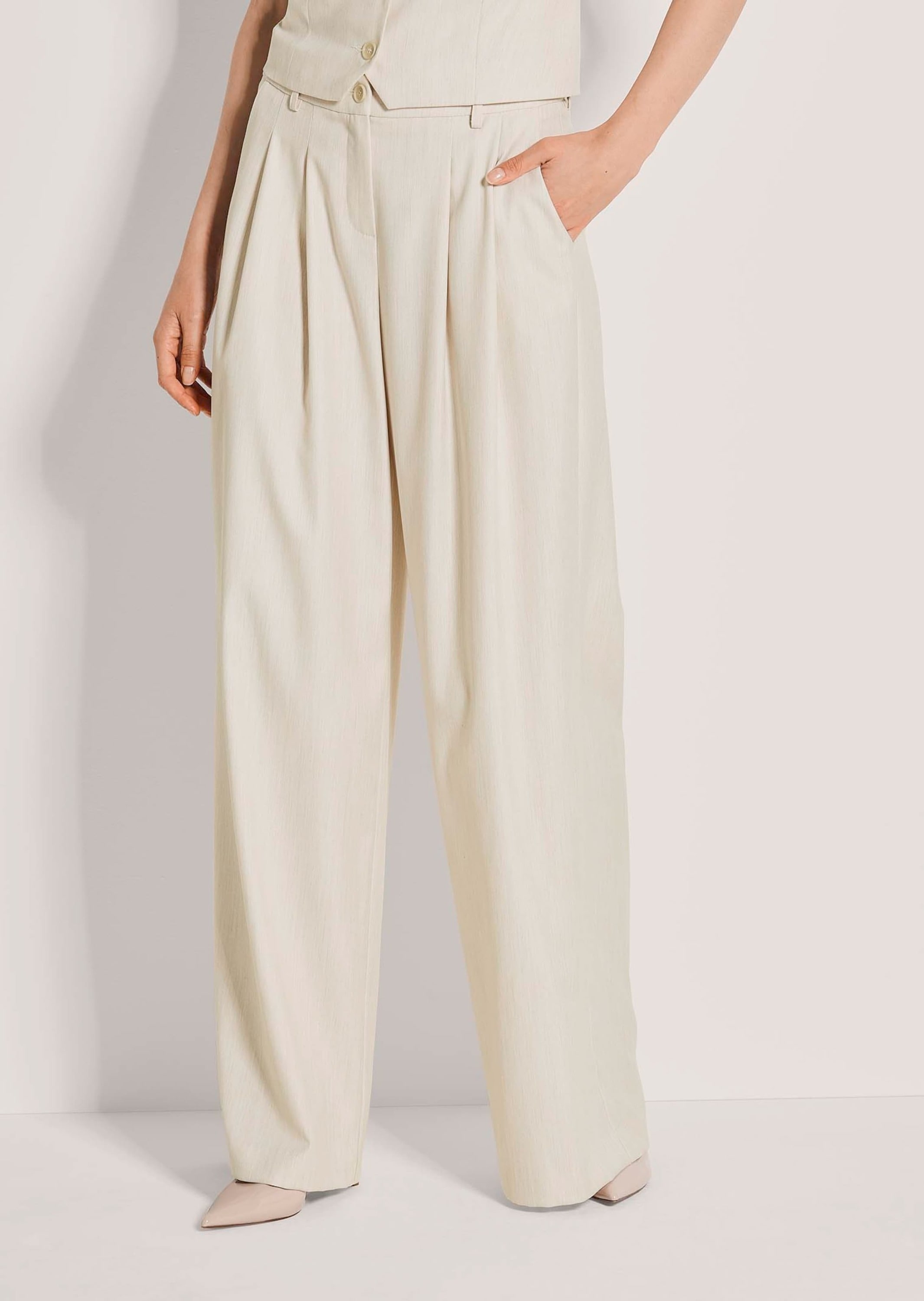 MADELEINE Stoffhose »Palazzohose Bundfaltenhose mit weitem Bein«  Leicht mellierter Stoff