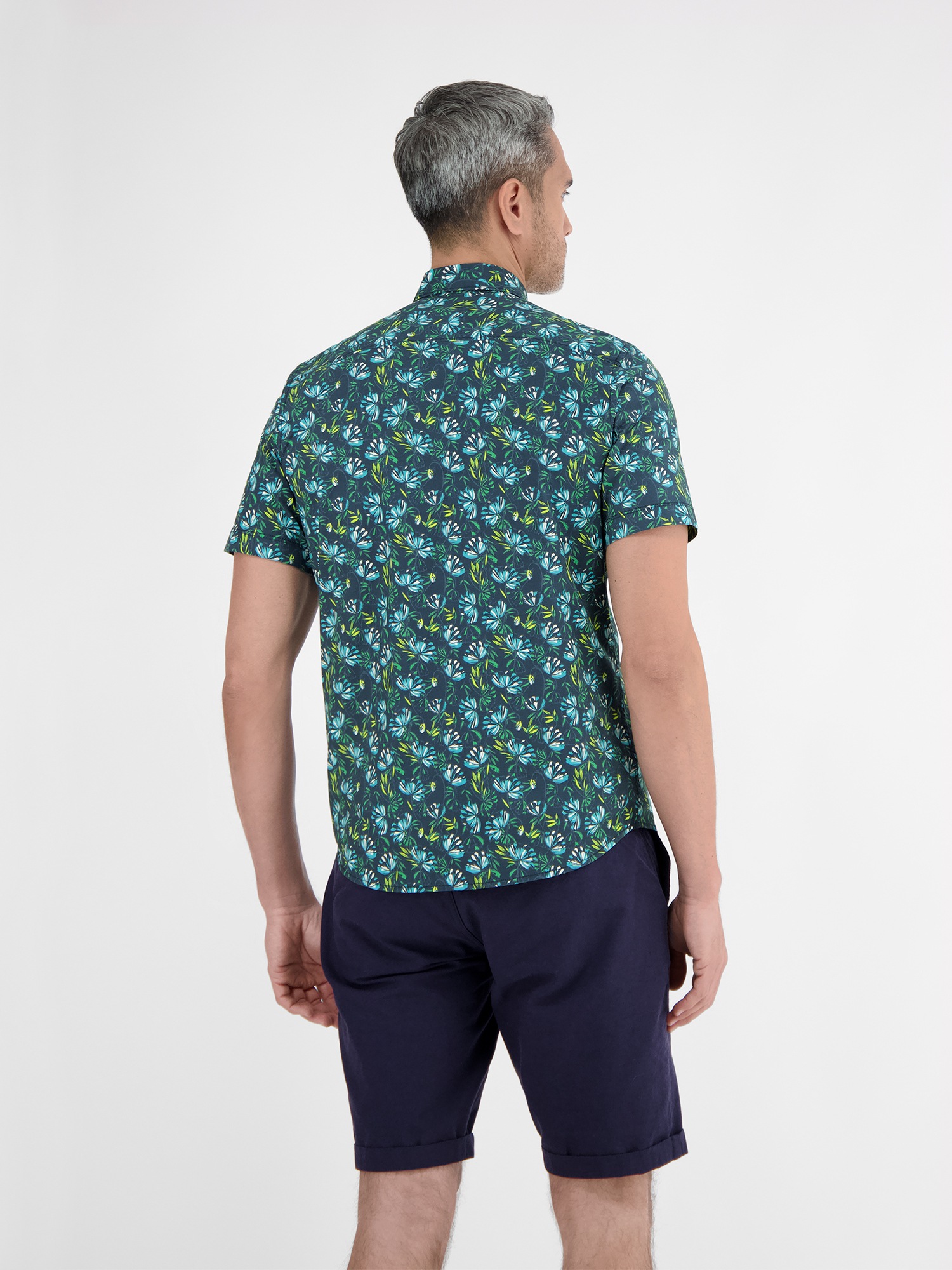 LERROS Kurzarmhemd »LERROS Herren Poplin-Stretchhemd, floral gemustert«