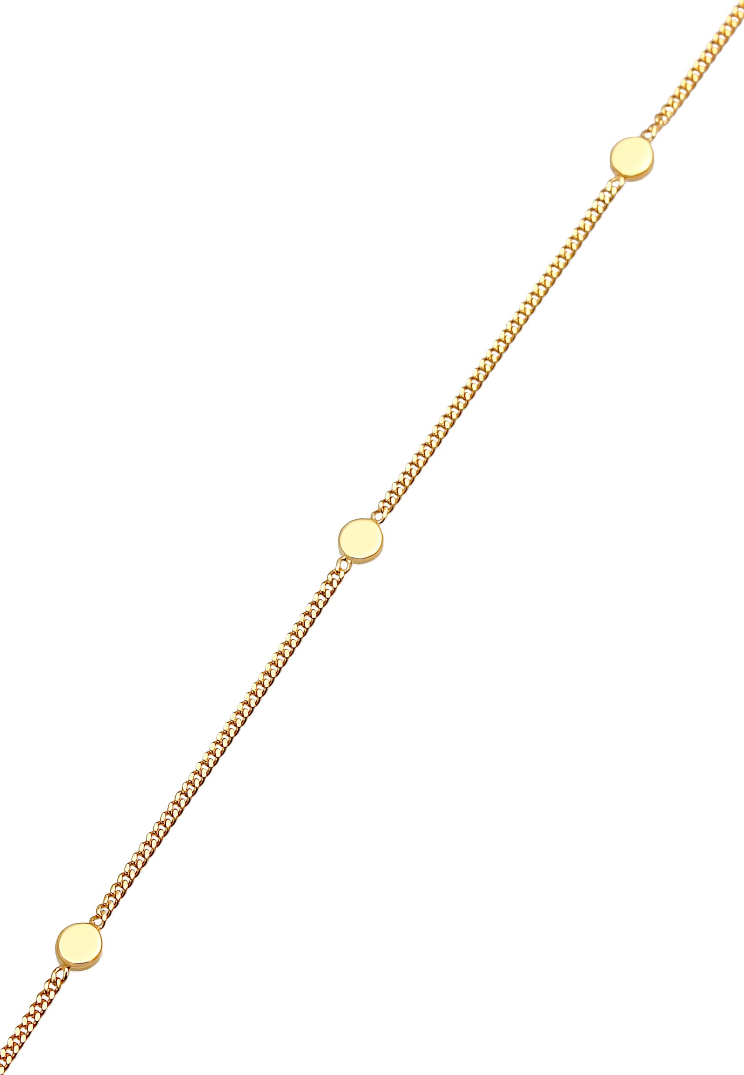 Elli Premium Kette mit Anhänger »Halskette Plättchen Kreis Rund Coin Boho 375 Gelbgold«