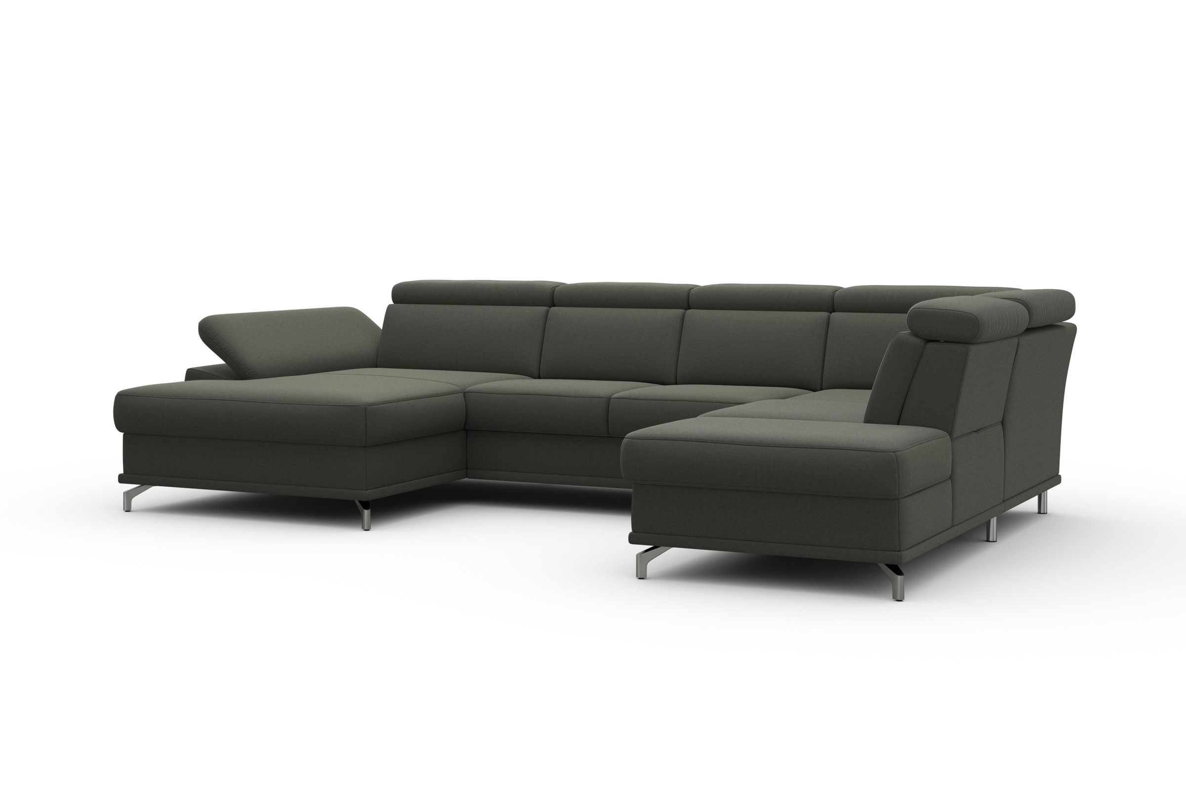 sit&more Wohnlandschaft »Cabrio U-Form, mit Sitztiefenverstellung, Arm- und Kopfteilverstellung«, 3 Nierenkissen, Federkern, optional Bettfunktion und Stauraum