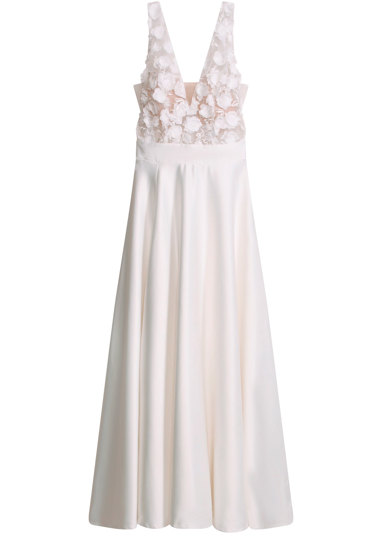 bonprix Brautkleid schmale Passform, aus glänzendem Satin, mit hohem Schlitz, ärmellos