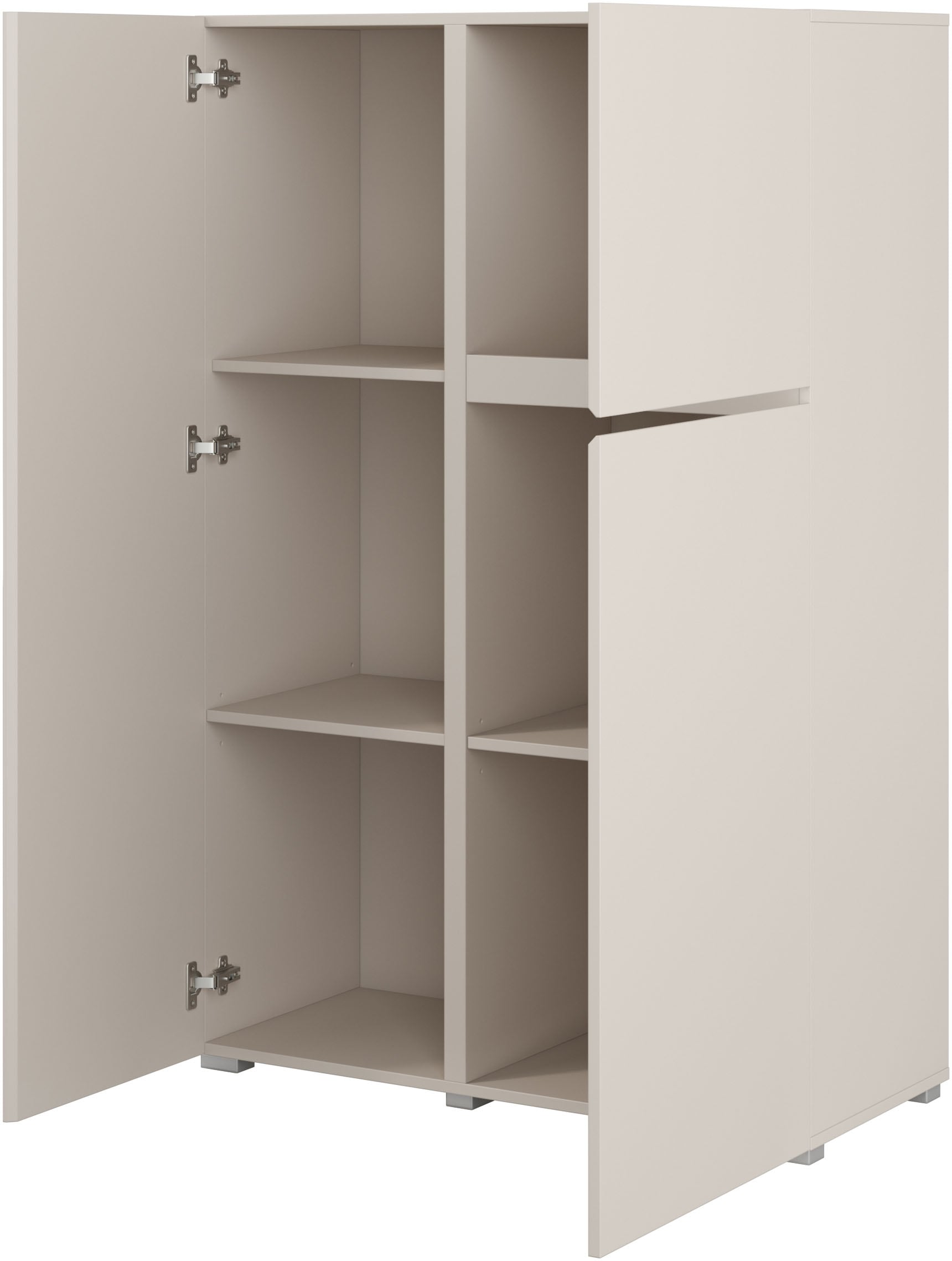 OTTO home Highboard »Metric,Breite 92cm, moderne grifflose Hochkommode 3 Türen,Highboard« Hochschrank mit viel Stauraum, Einlegeböden verstellbar, Türkommode
