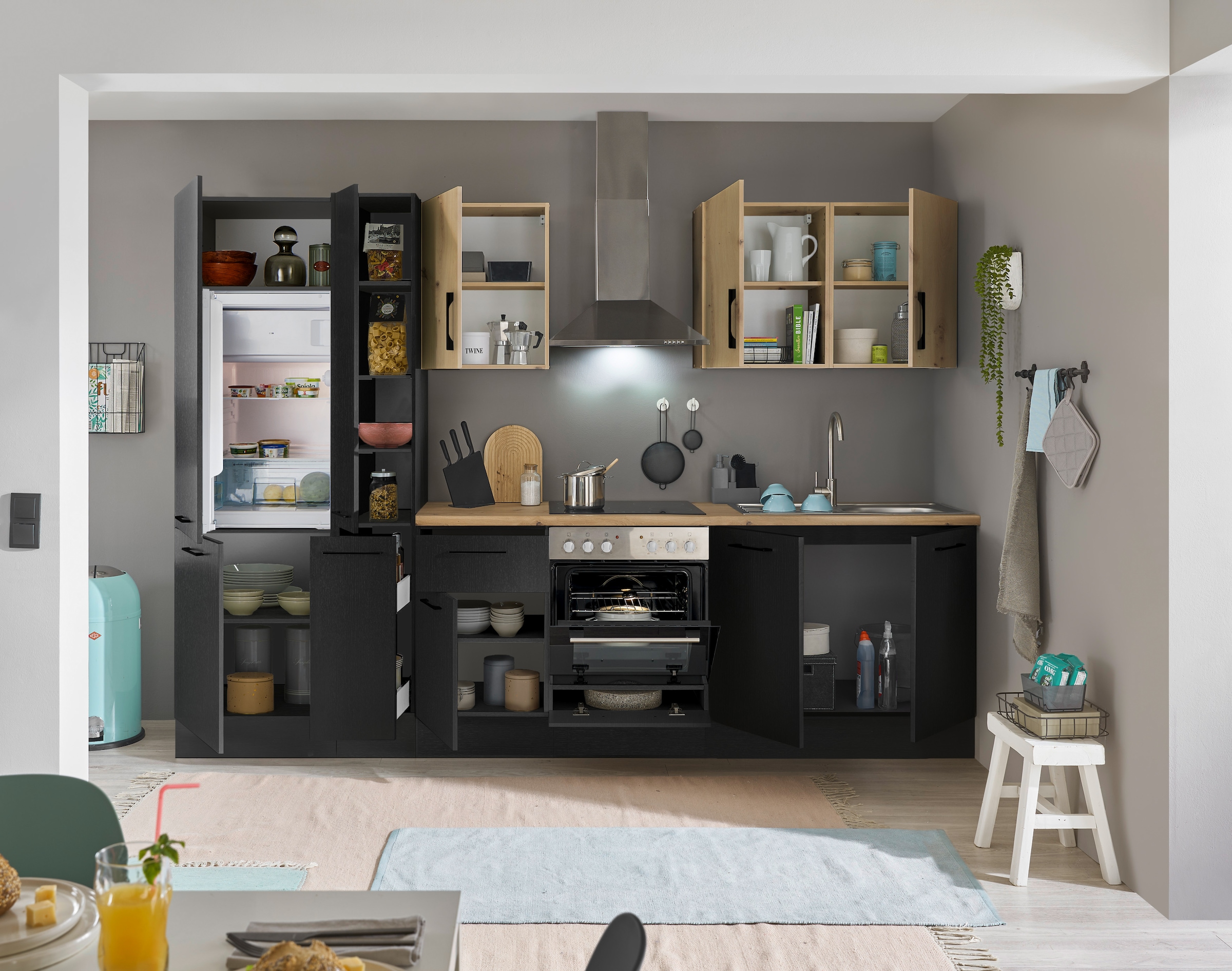 BASIC by Balculina Küchenzeile »Turin«, Breite 300 cm, wahlweise mit E-Geräten