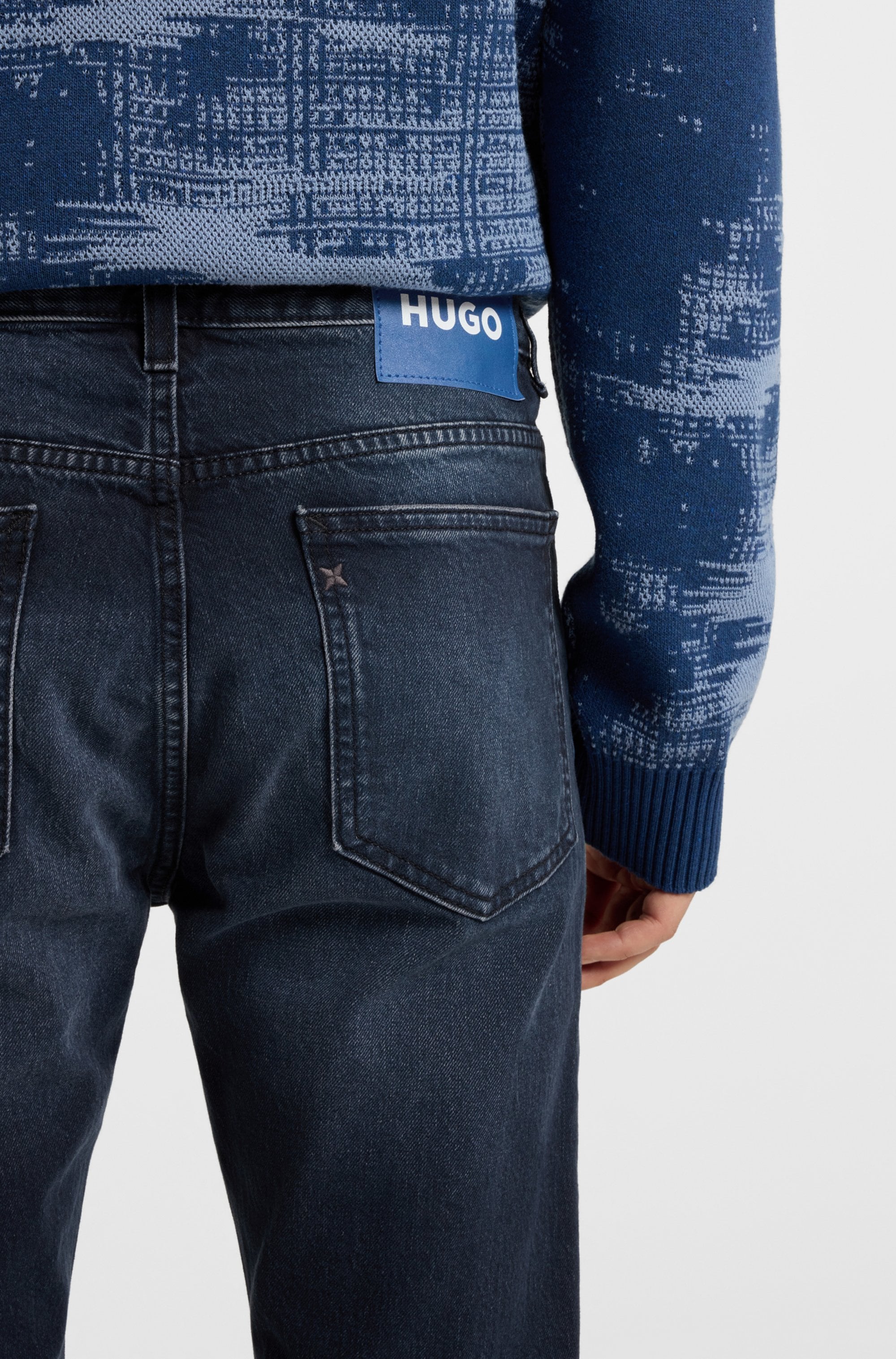 HUGO Blue Slim-fit-Jeans »Ash« mit Stone-washed-Finish