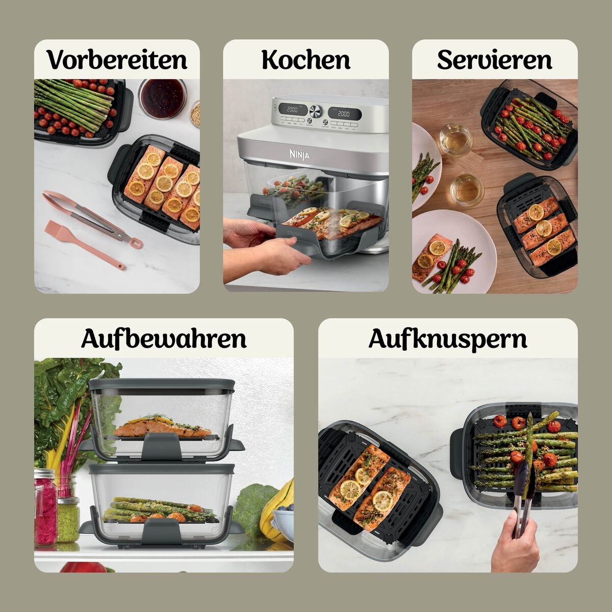 NINJA Heißluftfritteuse »DD102EUIV2 Ninja CRISPi DualZone Glas-Air-Fryer mit 8 Funktionen« 2860 W