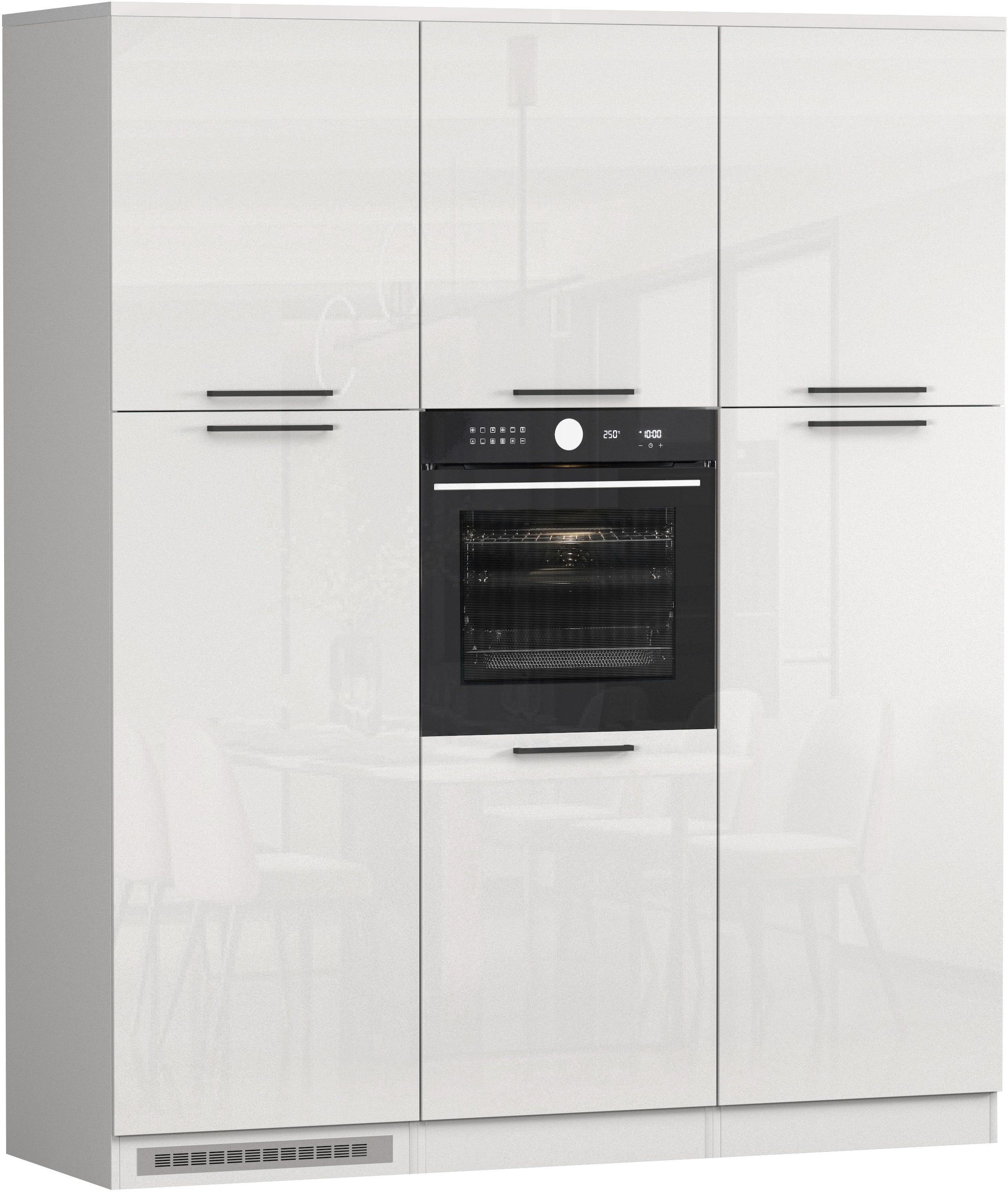 KOCHSTATION Küchenzeile »Luna, Küchenblock, Kücheninsel, Hängeschrank, Made in Italy« 3er-Set, Metallgriffe, Soft-Close-Funktion, inklusive Spüle