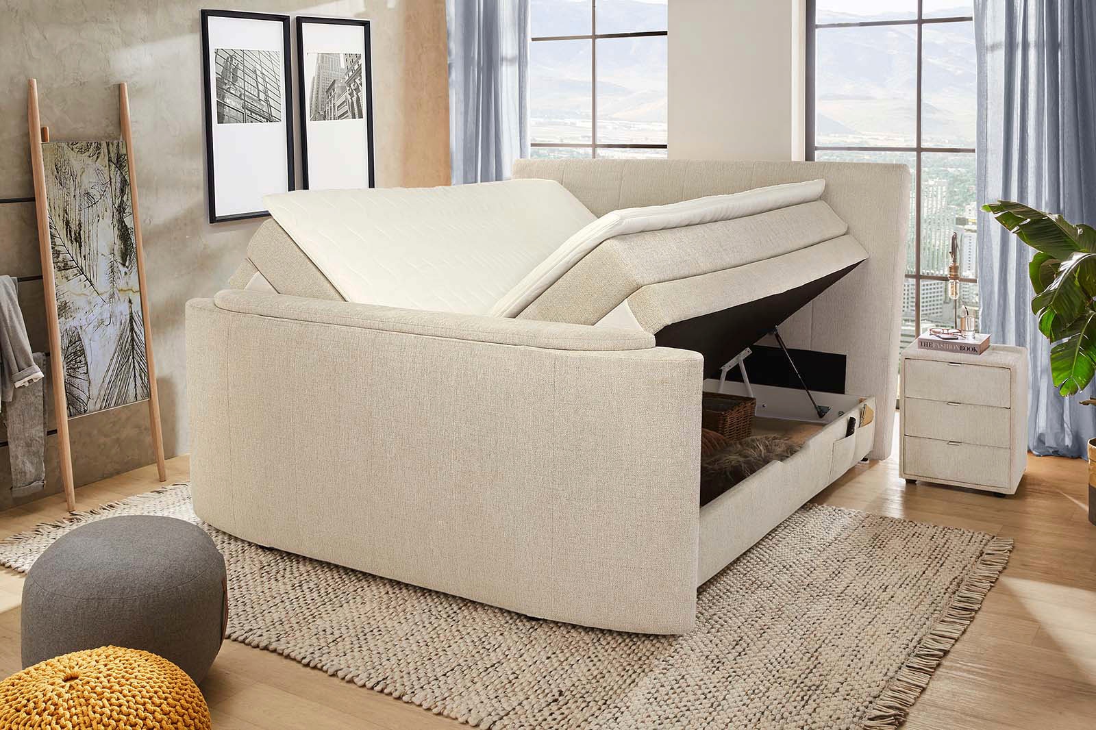 Jockenhöfer Gruppe Boxspringbett »Bel Air«, mit versenkbarem TV-Lift (für bis zu 40 Zoll), Fernbedienung und Bettkasten/Stauraum