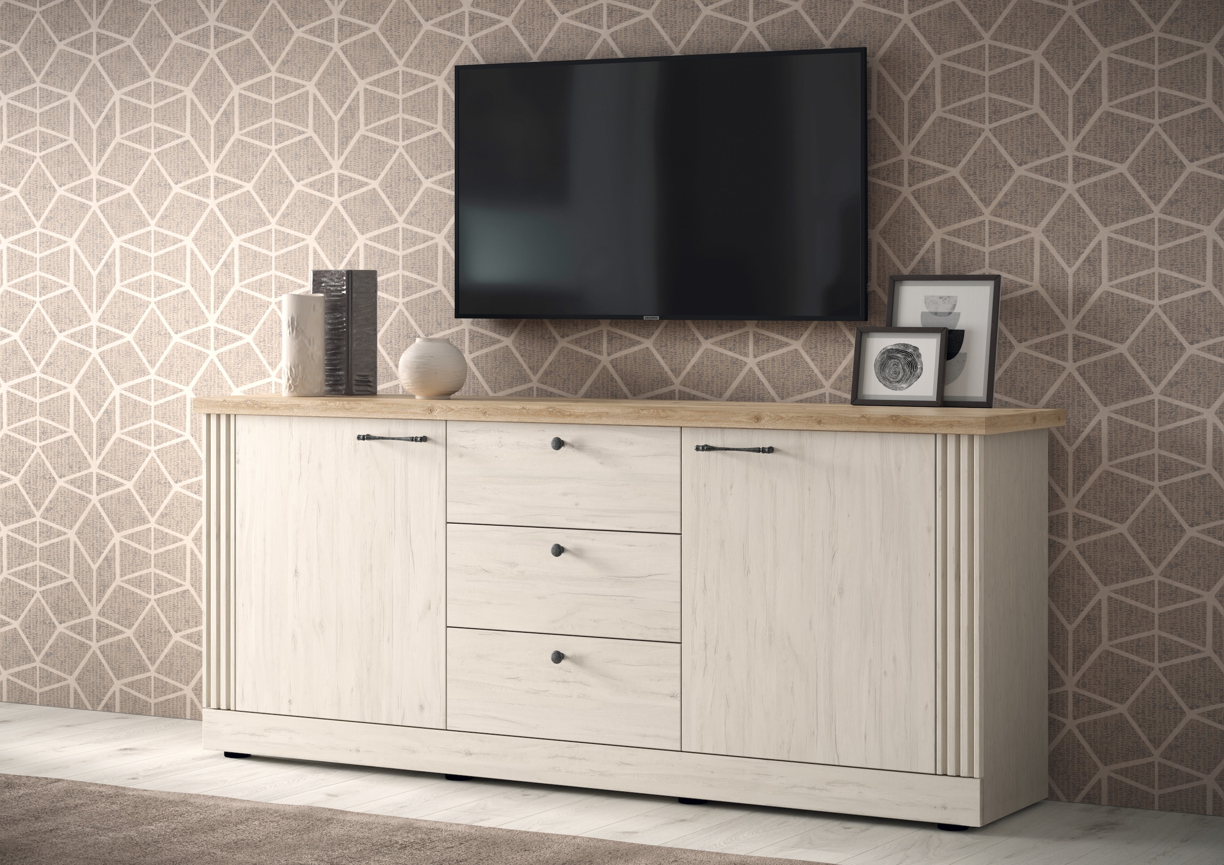 Sideboard »Country Breite 211 cm, Kommode 2 Türen u. 3 Schubkästen, Anrichte«, im...