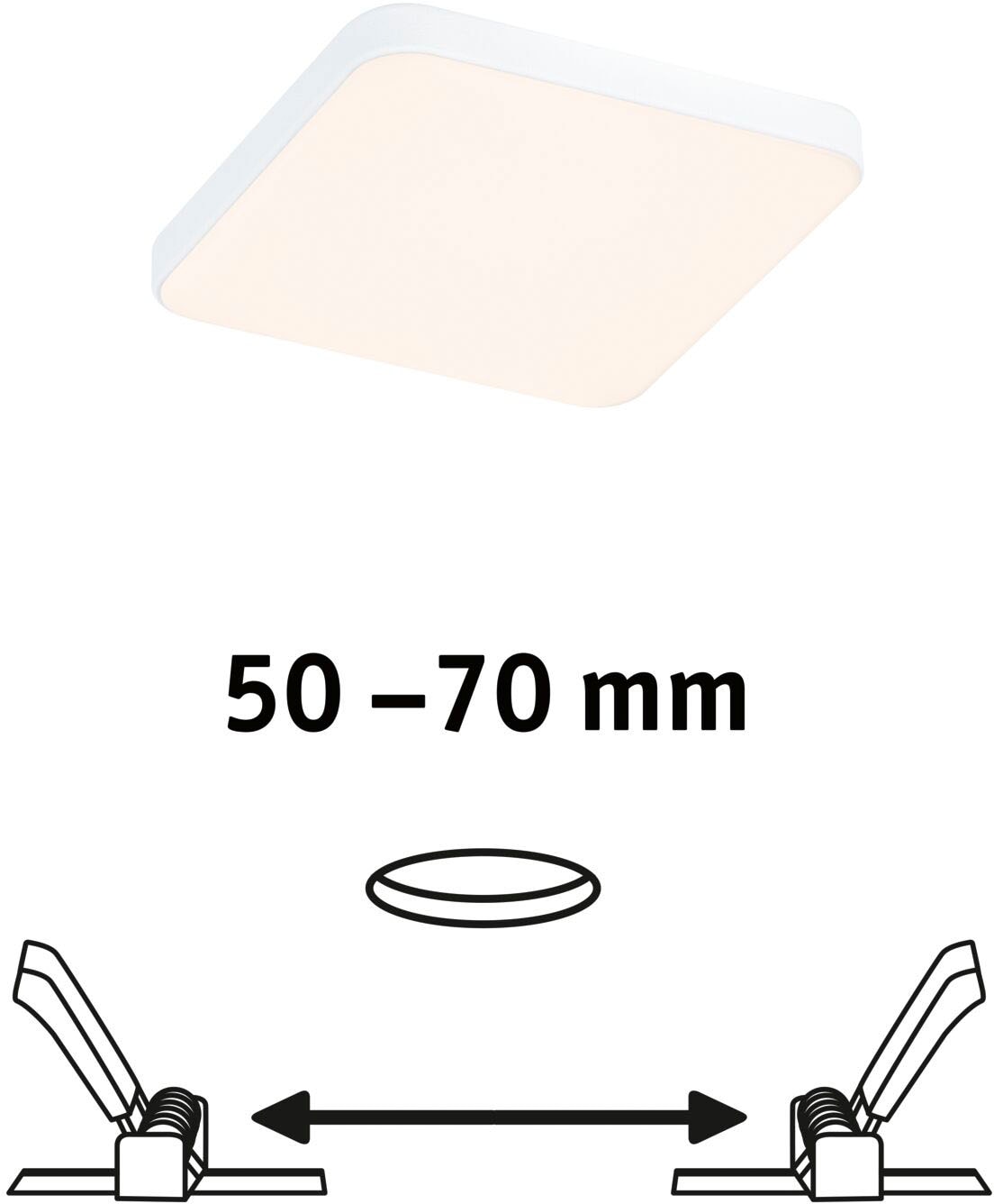 Paulmann LED Einbauleuchte »VariFit Veluna Edge IP44 eckig 90x90mm 450lm 3000K Weiß«, 1 flammig, VariFit IP44 eckig 90x90mm 450lm 3000K Weiß