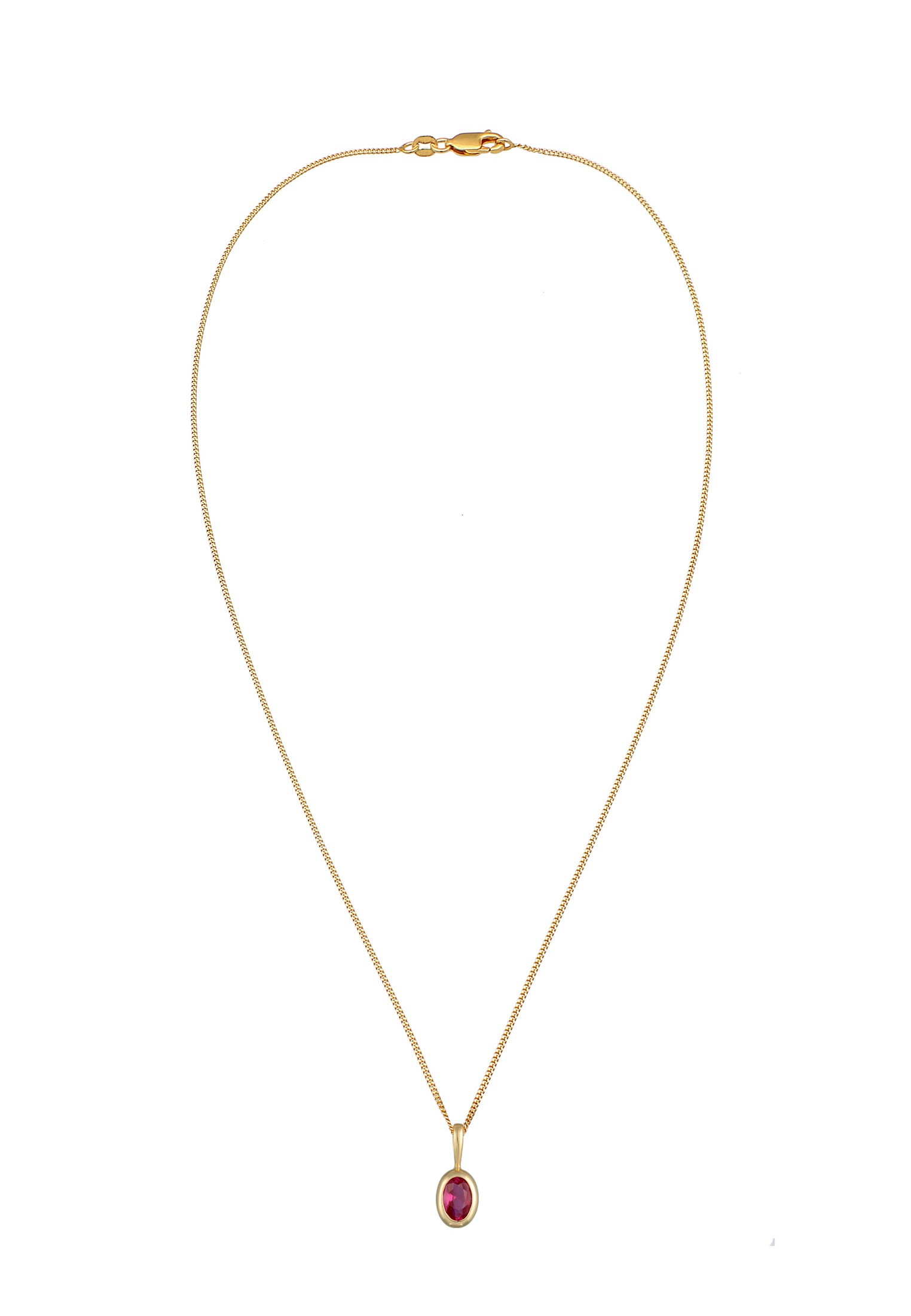Elli Premium Kette mit Anhänger »Halskette Rubin synthetisch Soltiär Klassik 375er Gelbgold«