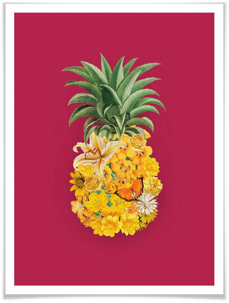 Rechnung Poster Pink«, kaufen auf Blume »Ananas (1 St.) Wall-Art Blumen,