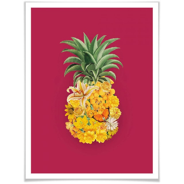 Wall-Art Poster »Ananas Blume Pink«, Blumen, (1 St.) auf Rechnung kaufen