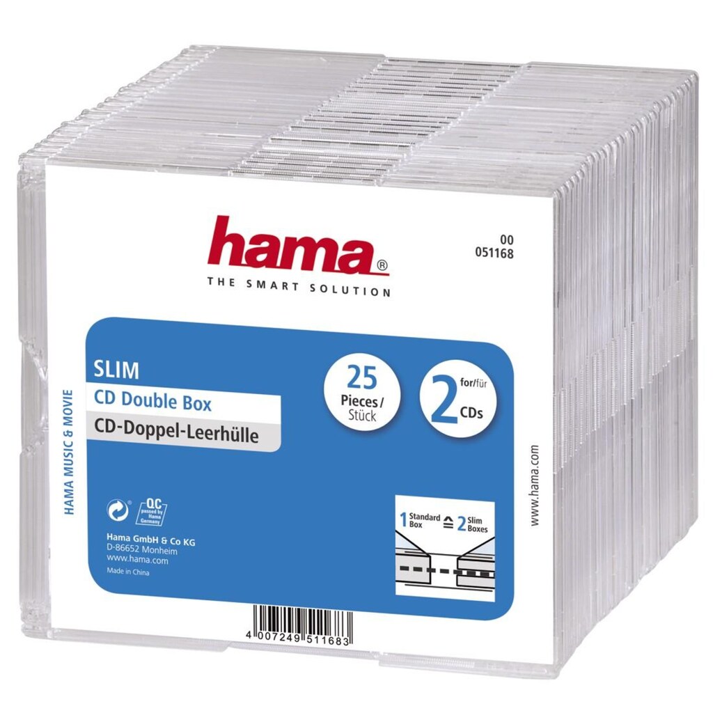 Hama CD-Hülle »CD-Leerhülle Slim Double 25er-Pack Transparent Schutzcase Schutzhülle«