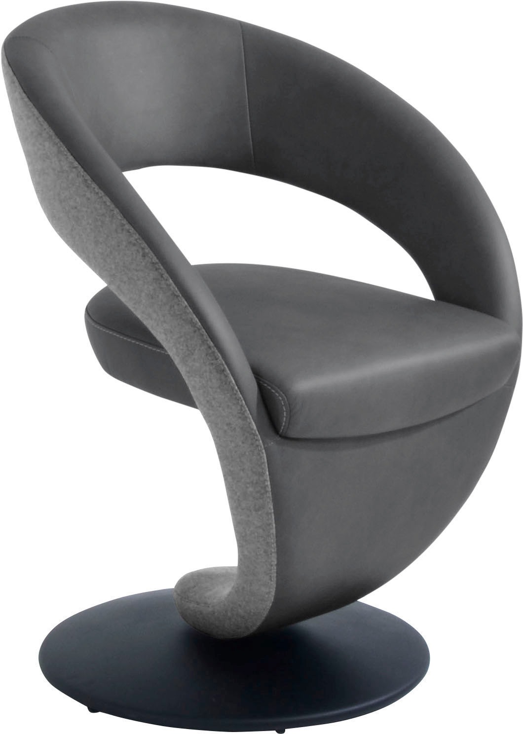 K+W Komfort & Wohnen Esszimmerstuhl "Wave, Drehstuhl, Polsterstuhl" () Design-Drehstuhl, Drehteller in Metall schwarz, Farbkombination