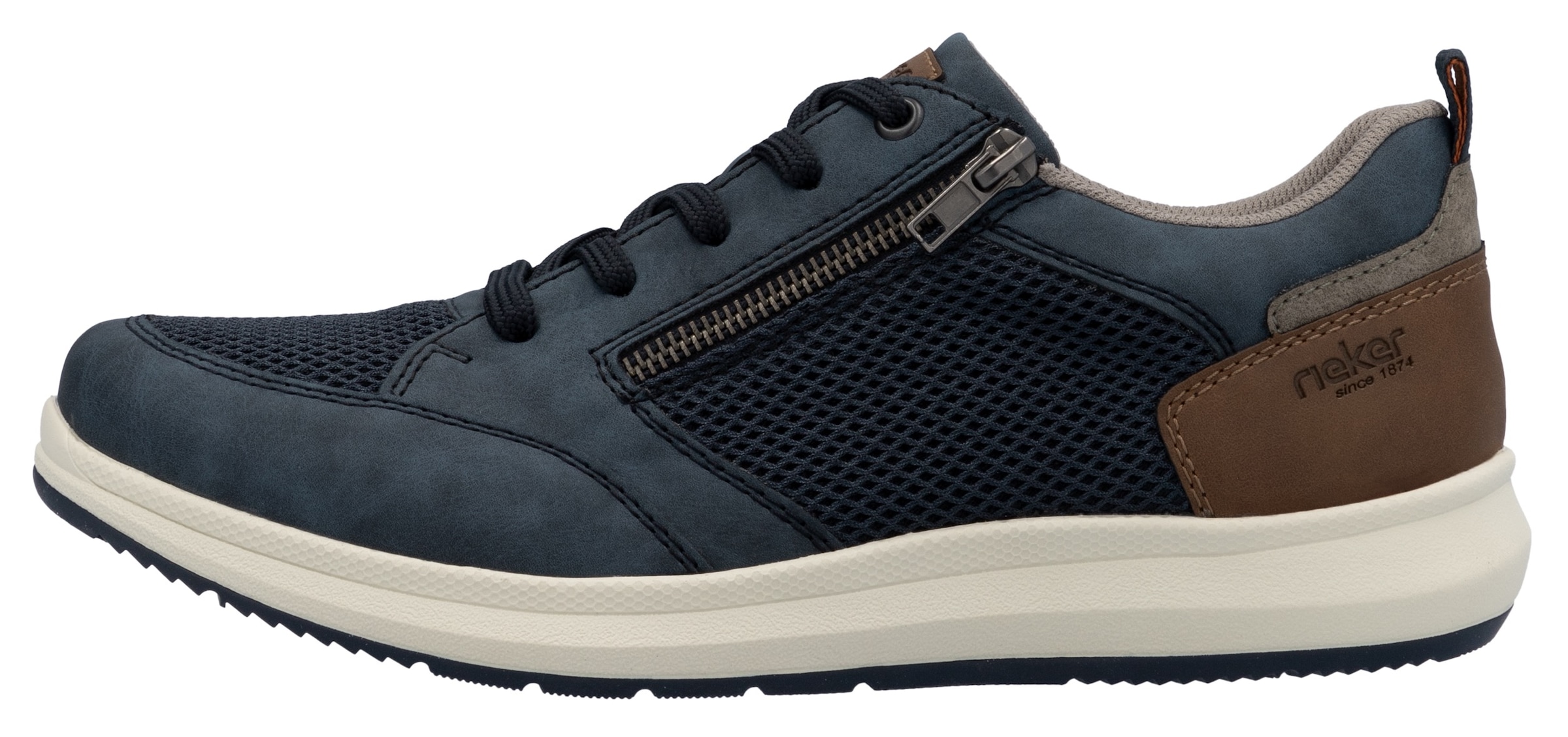 Rieker Sneaker, Halbschuh, Freizeitschuh, Schnürschuh mit seitlichem Reißverschluss