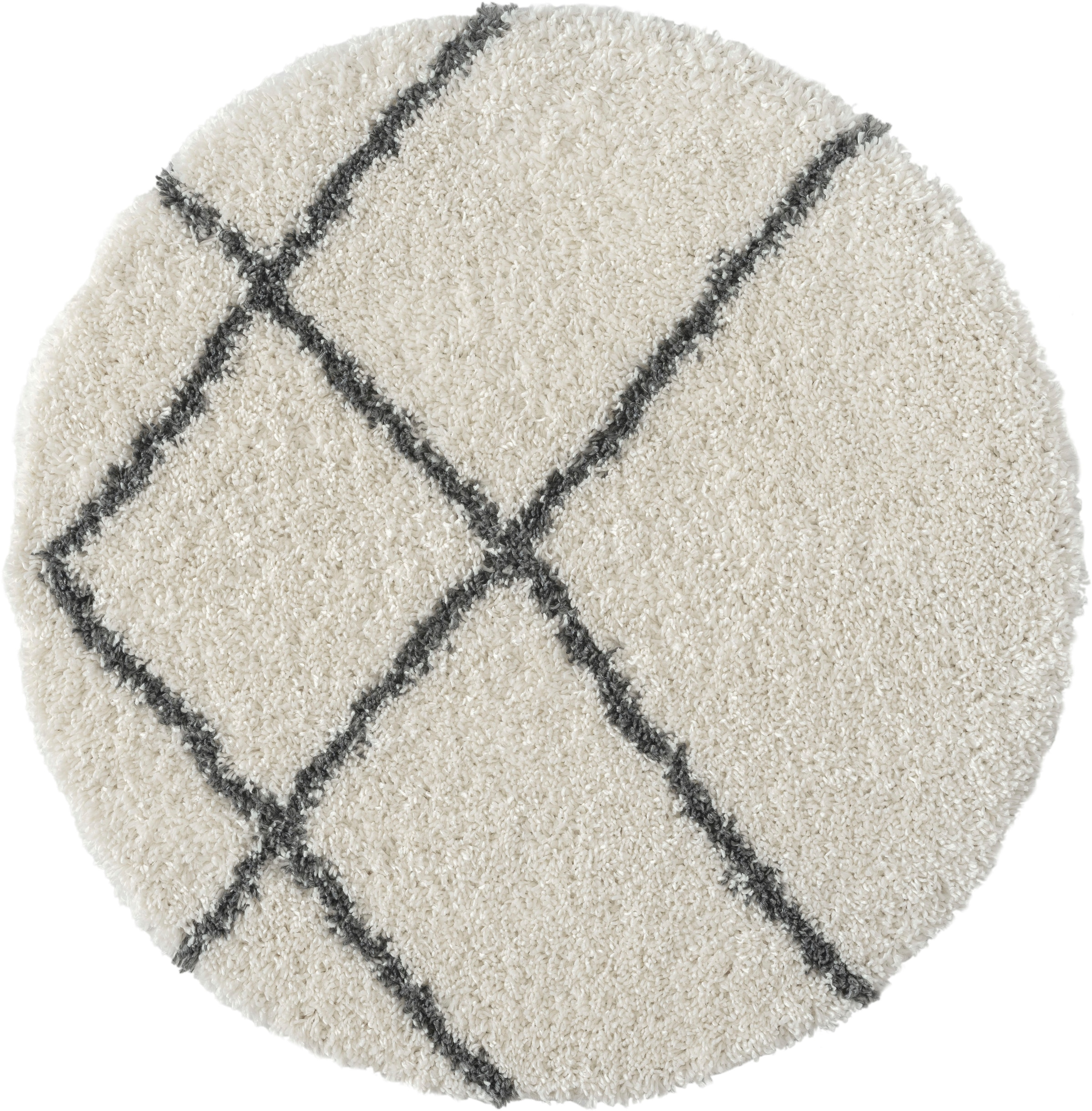 Myflair Möbel & Accessoires Hochflor-Teppich »My Shaggy Raute«, rund, 37 mm Höhe, Shaggy, Scandi Rauten Design, leicht glänzend, extra flauschig
