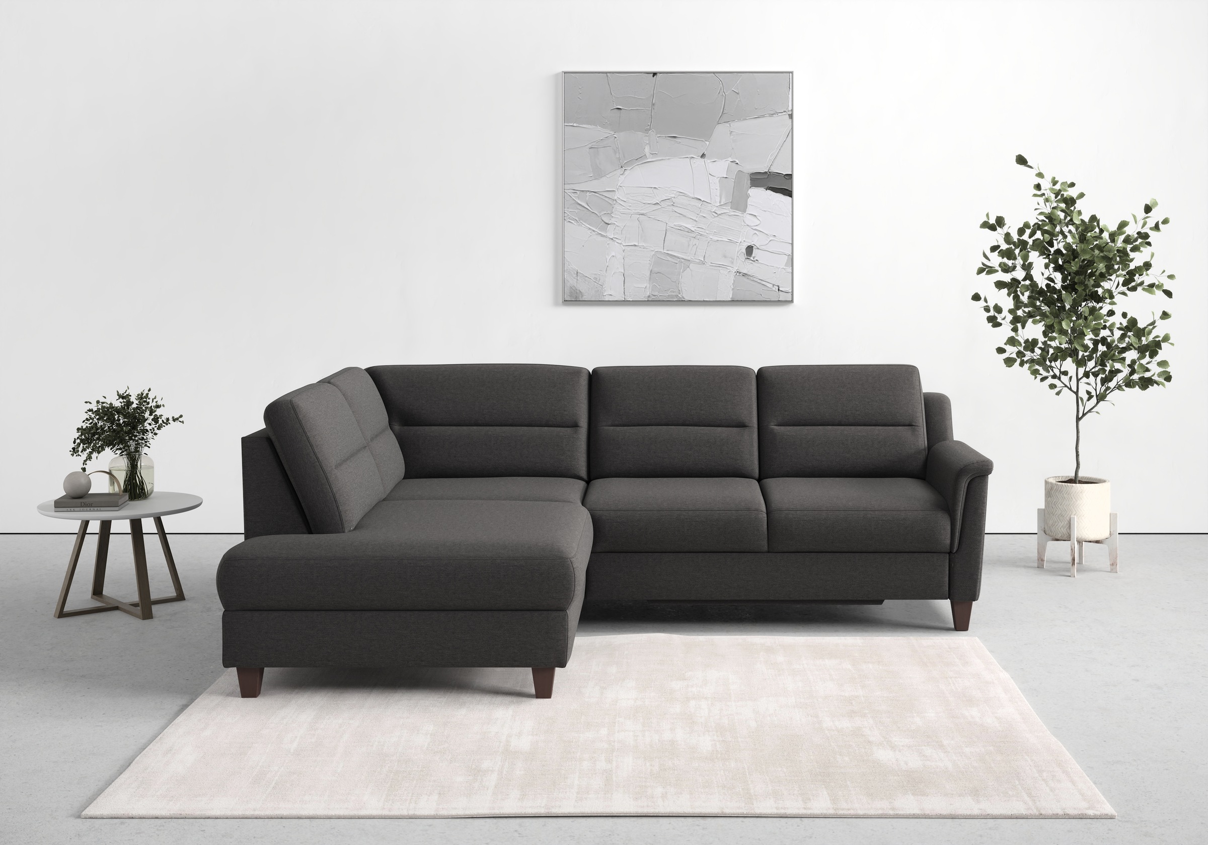 sit&more Ecksofa »Farö L-Form«, inklusive Federkern, wahlweise mit Bettfunktion und Bettkasten