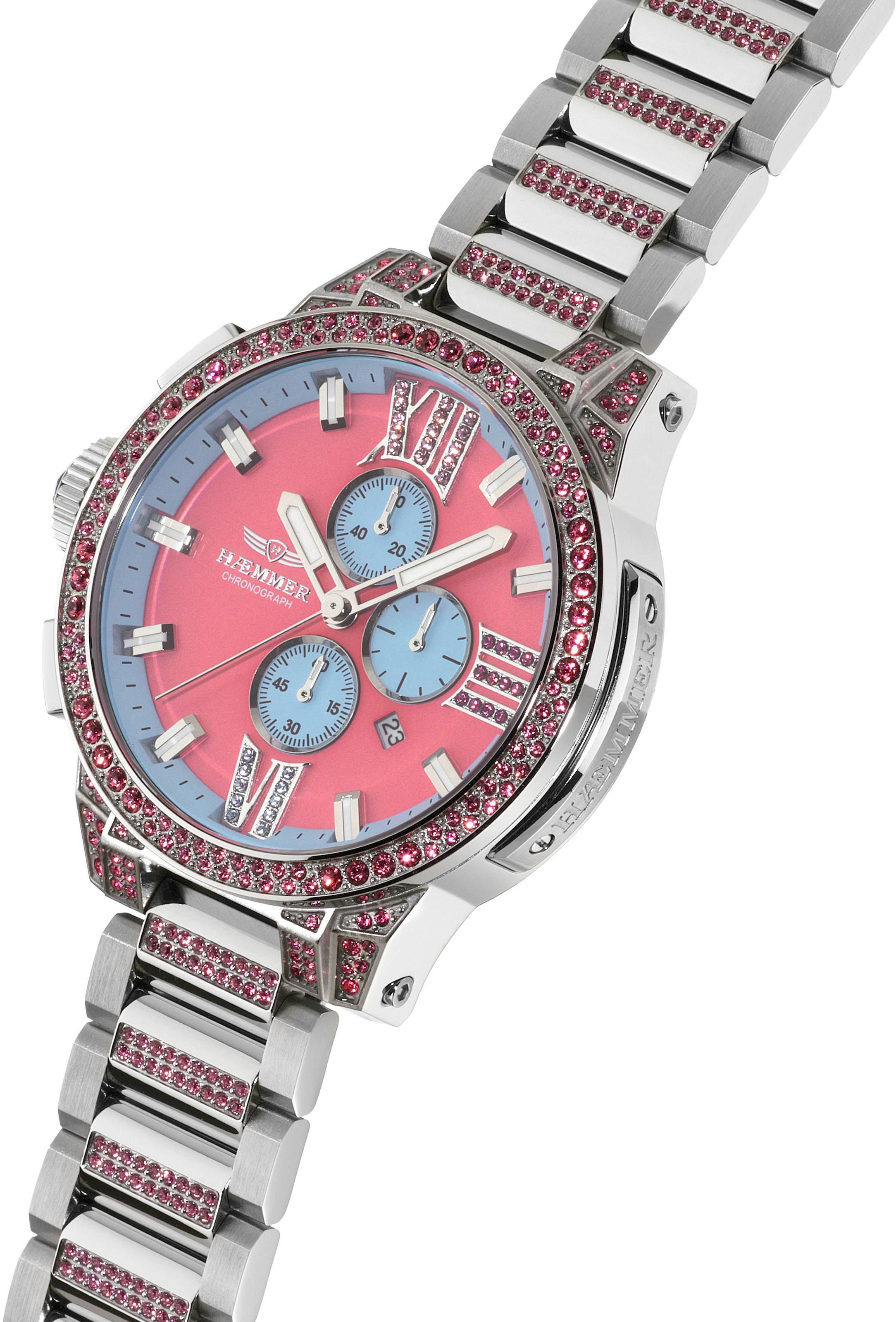HAEMMER GERMANY Chronograph »EMINENT«, Quarzuhr, Damenuhr, Datum, Stoppfunktion, Saphirglas, Edelstahlarmband