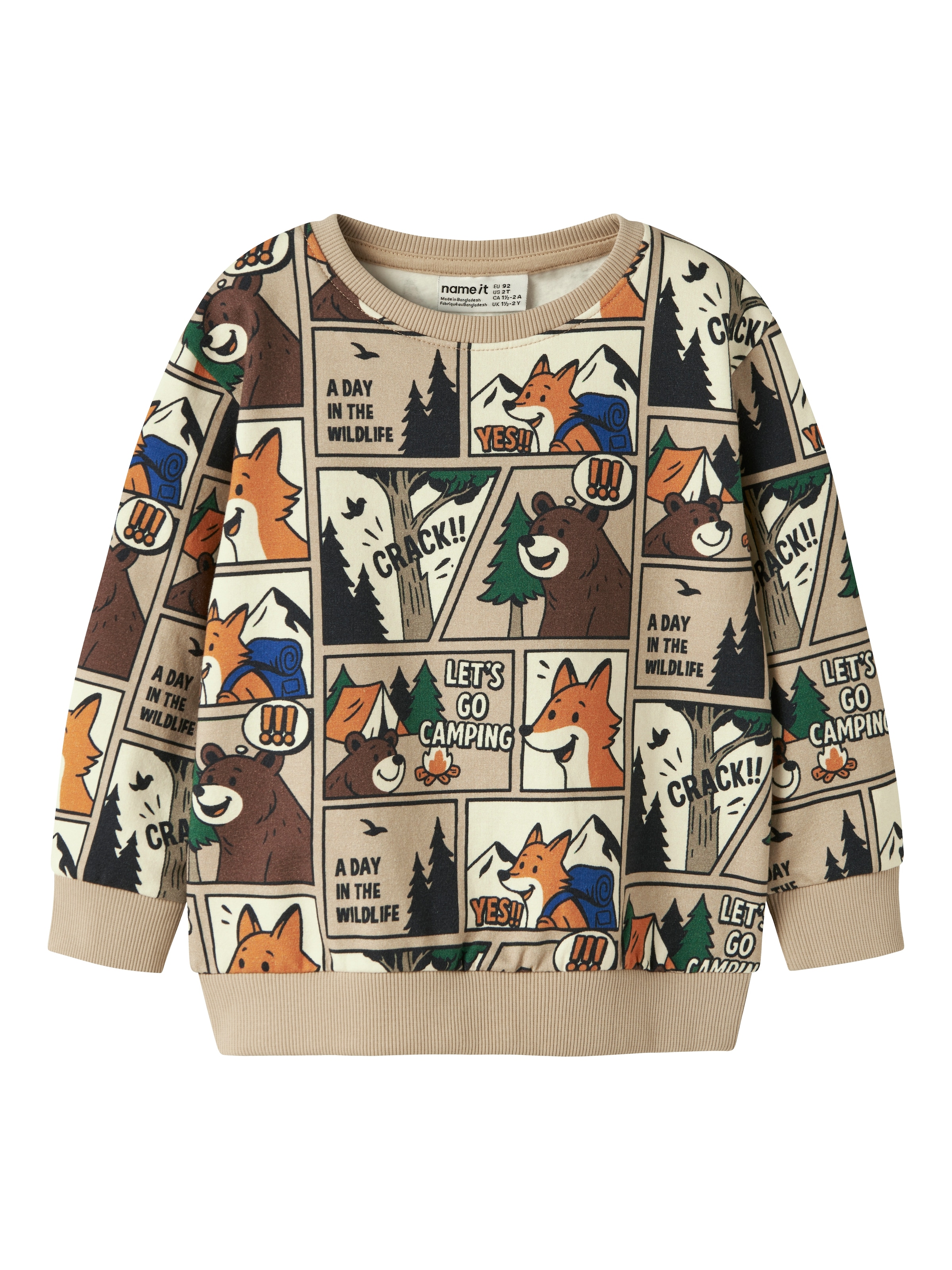 Name It Sweatshirt »NMMOSWALDY LS NREG SWEAT BRU BOX«, Baumwollmischung, regular fit, Comic Print
