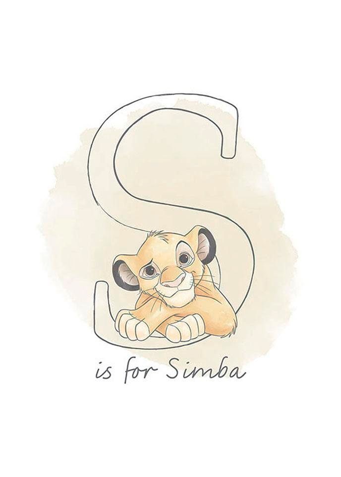 Komar Poster »S like Simba«, Disney, (1 St.), Kinderzimmer, Schlafzimmer, Wohnzimmer